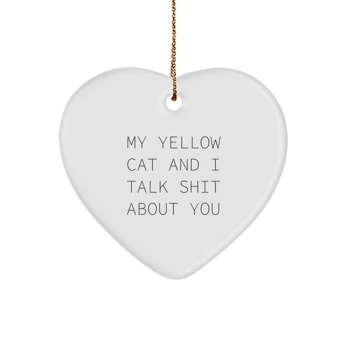 Yellow Cat Heart Ornament Funny Gift from Friends to Family for Christmas - Image 1