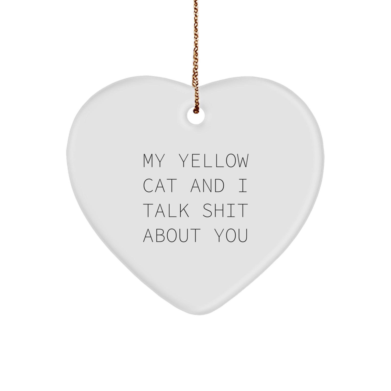 Yellow Cat Heart Ornament Funny Gift from Friends to Family for Christmas - Image 1