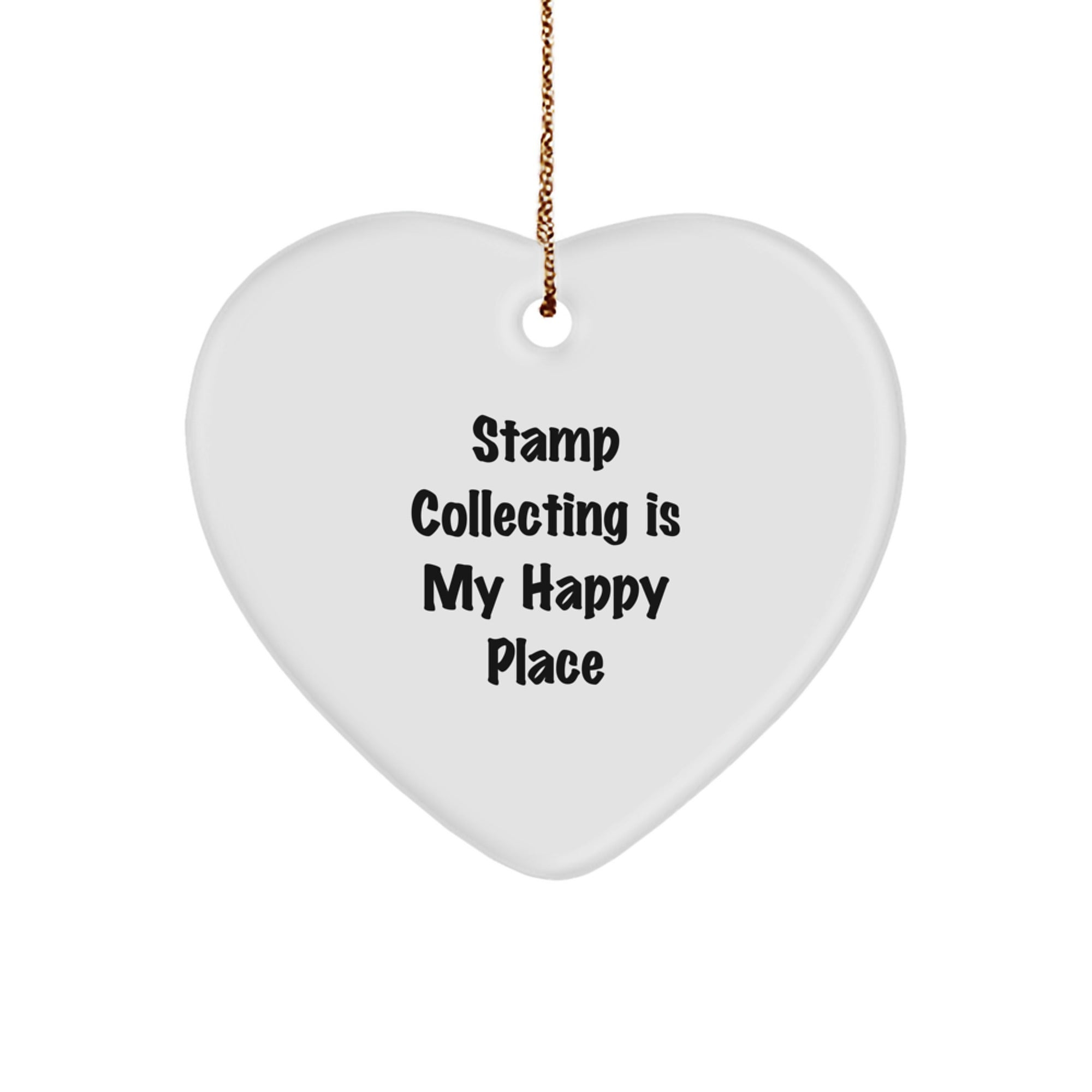 'Stamp Collecting' Heart Ornament for Christmas Unique Gifts - 'Stamp Collecting Is My Happy Place' Quote from Friends, Family, or Coworkers - Image 1