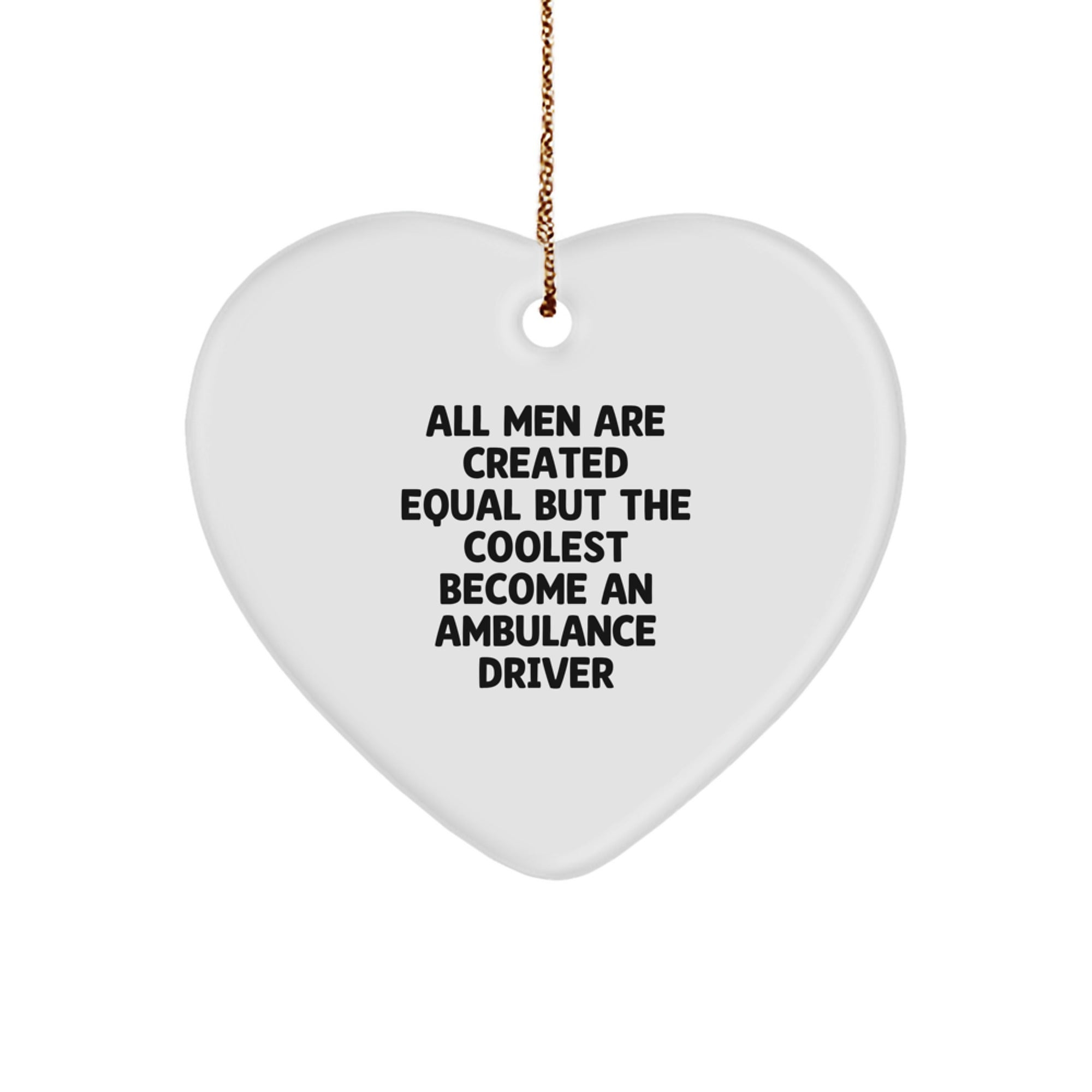 Funny Ambulance Driver Gifts for Men - Ambulance Driver Heart Ornament, Christmas Unique Presents from Friends, Family, Coworkers - Image 1