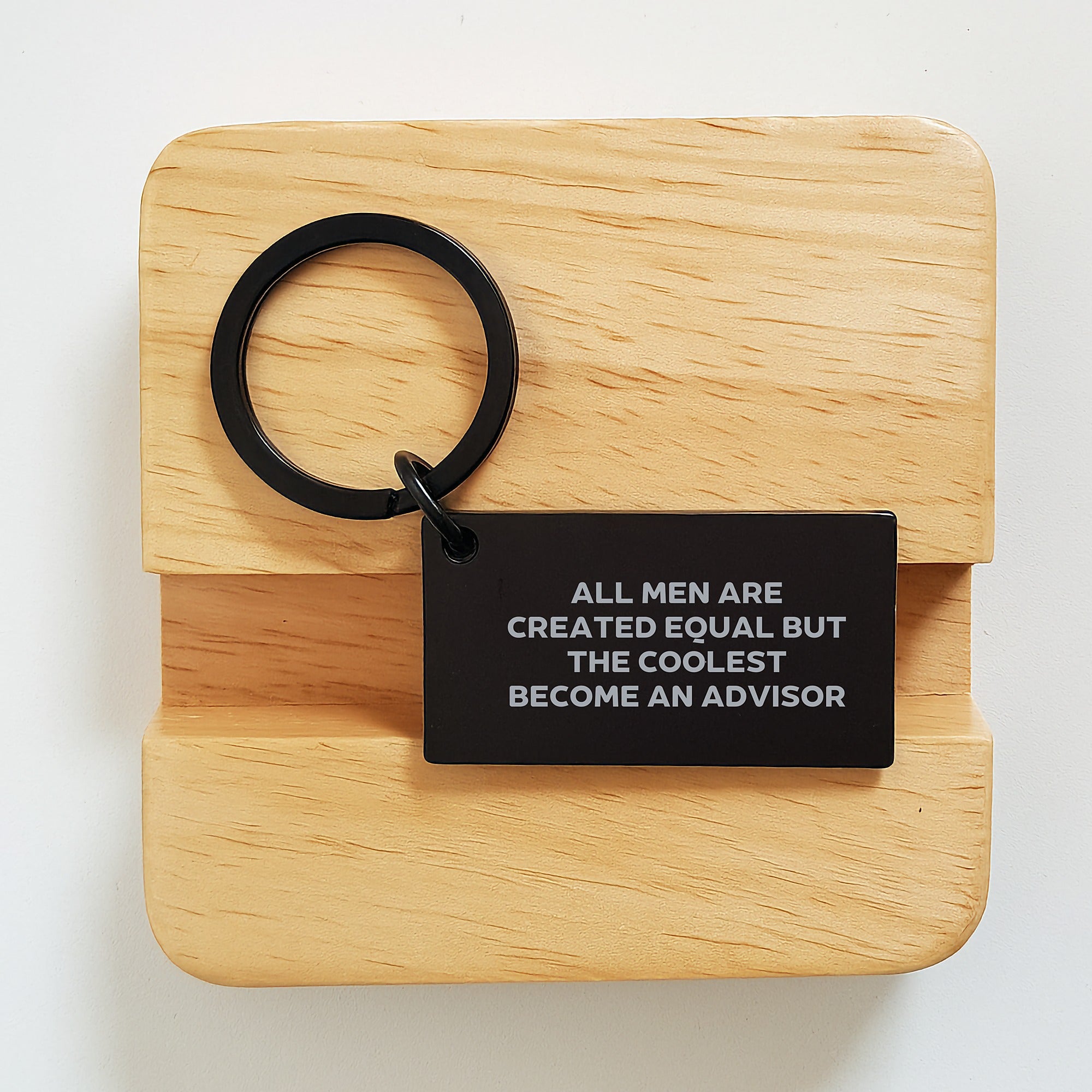 Funny Advisor Gifts for Men, Keychain with Inspirational Quote 'All Men Are Created Equal But The Coolest Become An Advisor', Stainless Steel, Black, Graduation Unique Gifts from Friends - Image 2