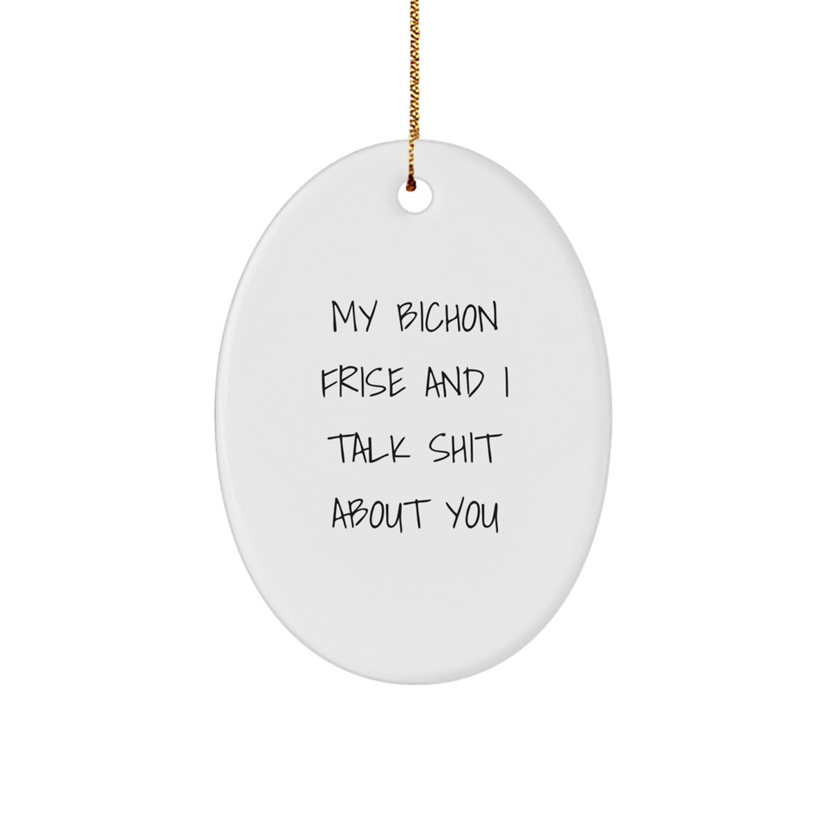 Playful Bichon Frise Oval Ornament Christmas Gift for Friends - Image 1