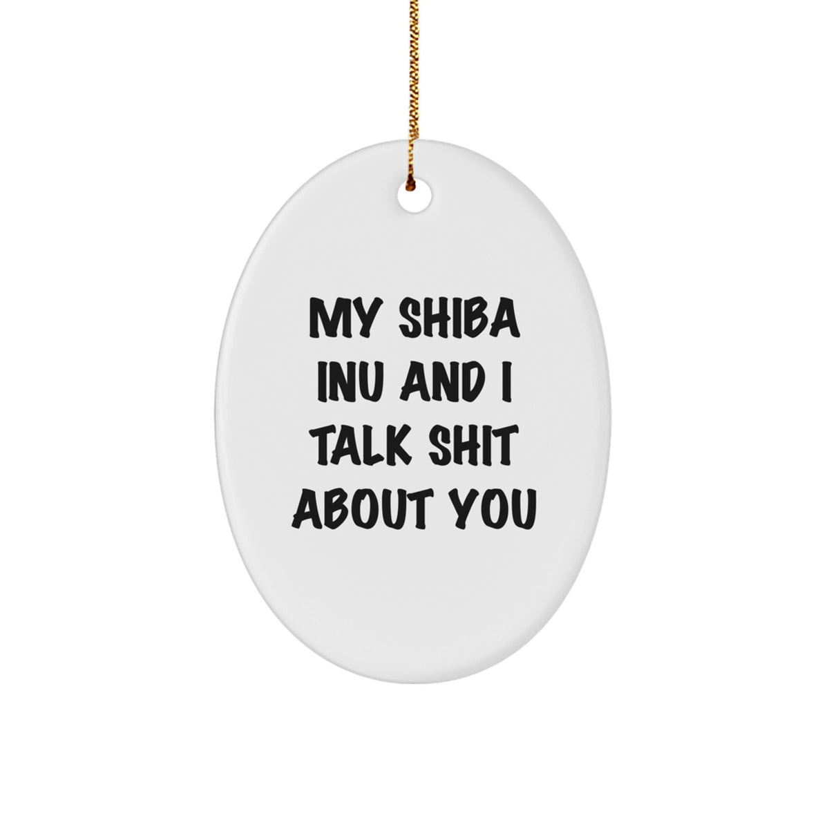 Quirky Shiba Inu Oval Ornament for Friends Christmas Gift - Image 1