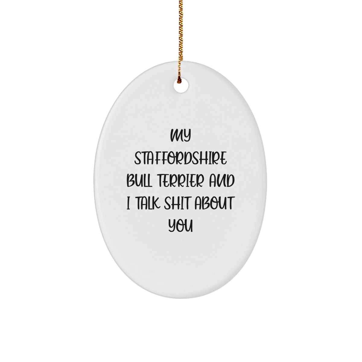 Christmas Gift for Her Staffordshire Bull Terrier Oval Ornament Present - Image 1