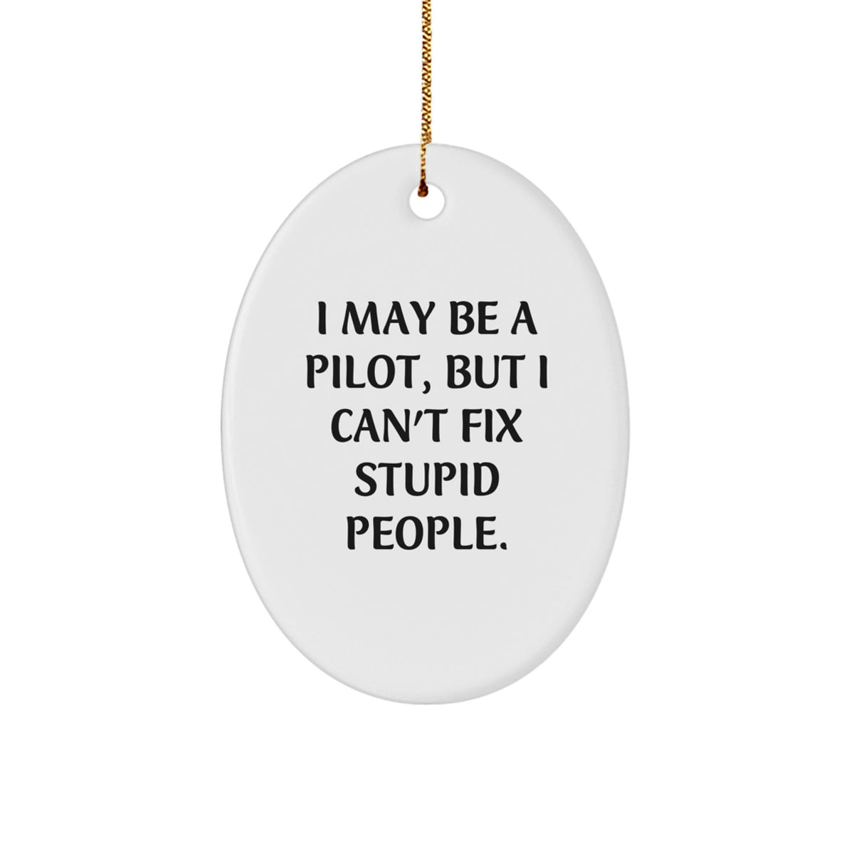 Funny Pilot Gifts from Men to Friends - Oval Ornament with I May Be A Pilot, But I Can't Fix Stupid People. Quote, Perfect for Christmas Unique Gifts - Image 1