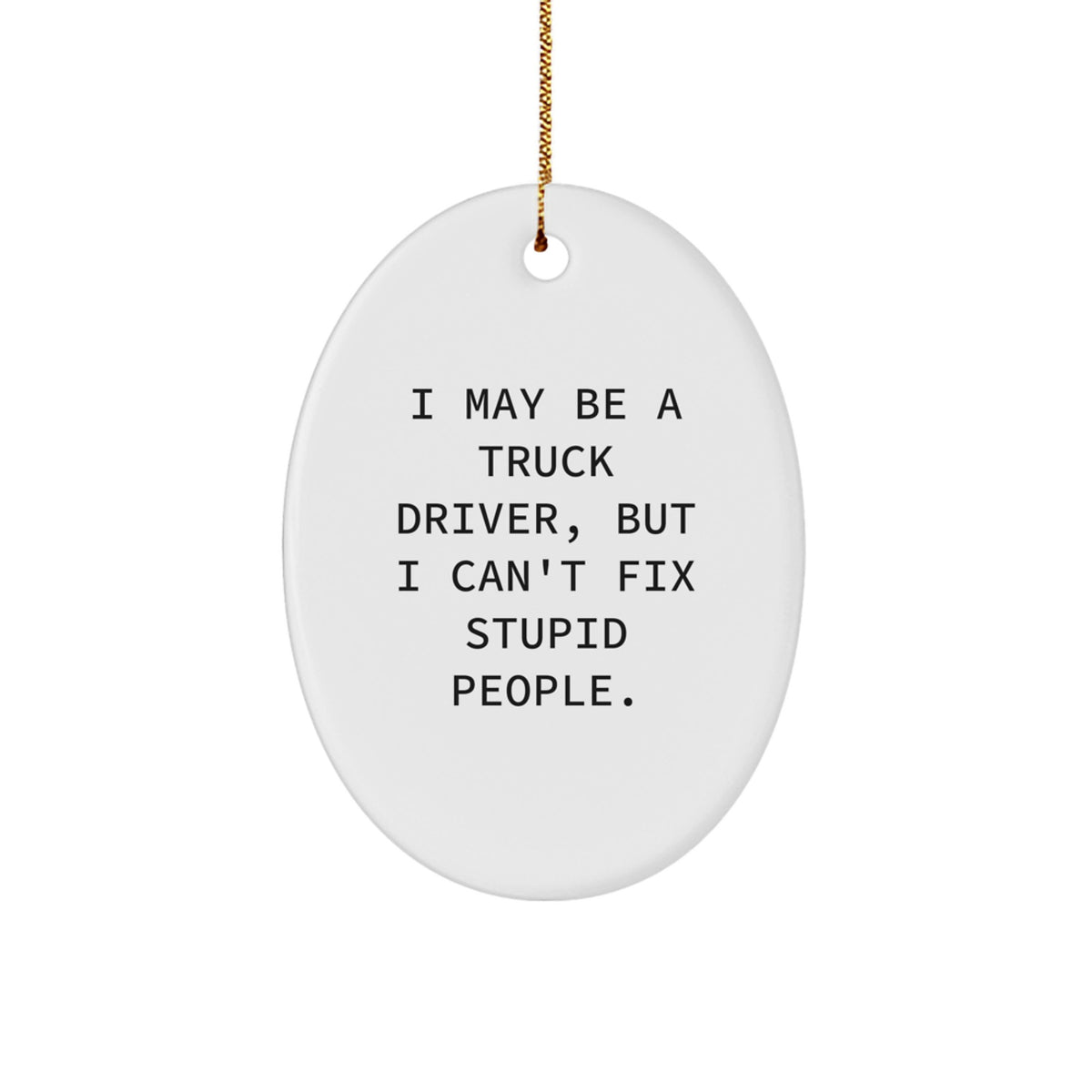 Funny Truck Driver Gifts for Men, Oval Ornament I May Be A Truck Driver, But I Can't Fix Stupid People. Christmas Unique - Image 1