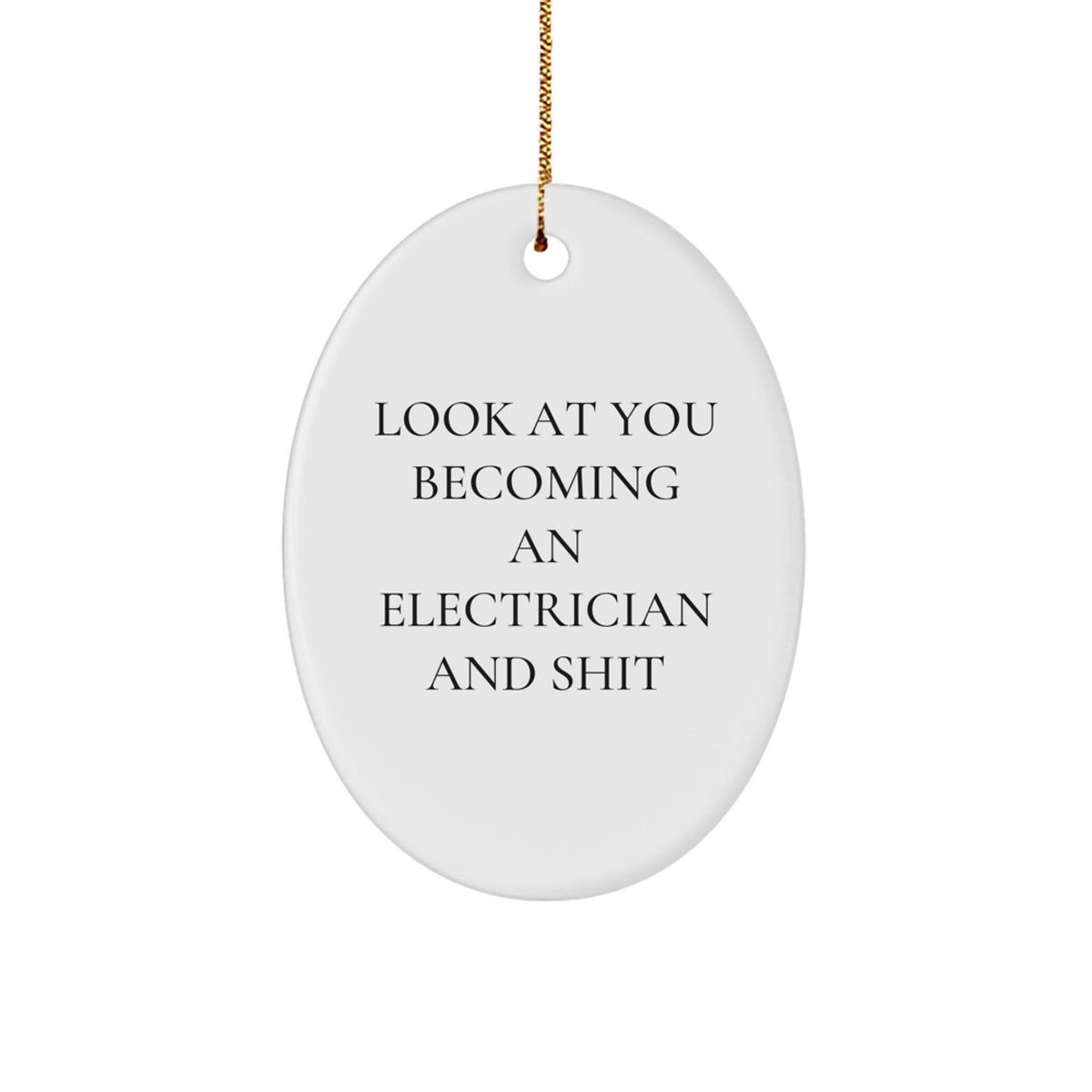 Funny Electrician Gifts from Men to Friends - Oval Ornament, 'Look At You Becoming An Electrician And Shit' Christmas Unique Gifts - Image 1