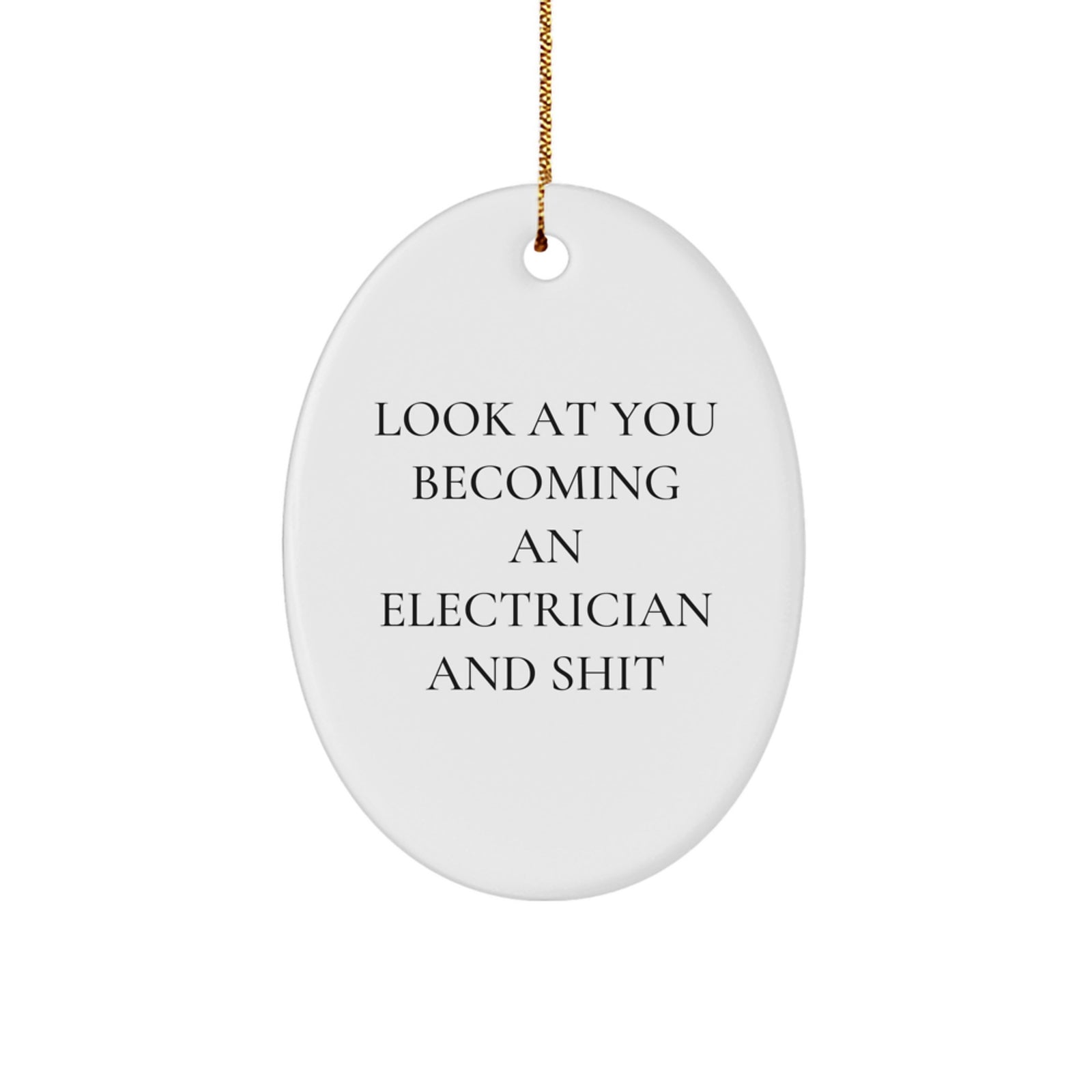 Funny Electrician Gifts from Men to Friends - Oval Ornament, 'Look At You Becoming An Electrician And Shit' Christmas Unique Gifts - Image 1