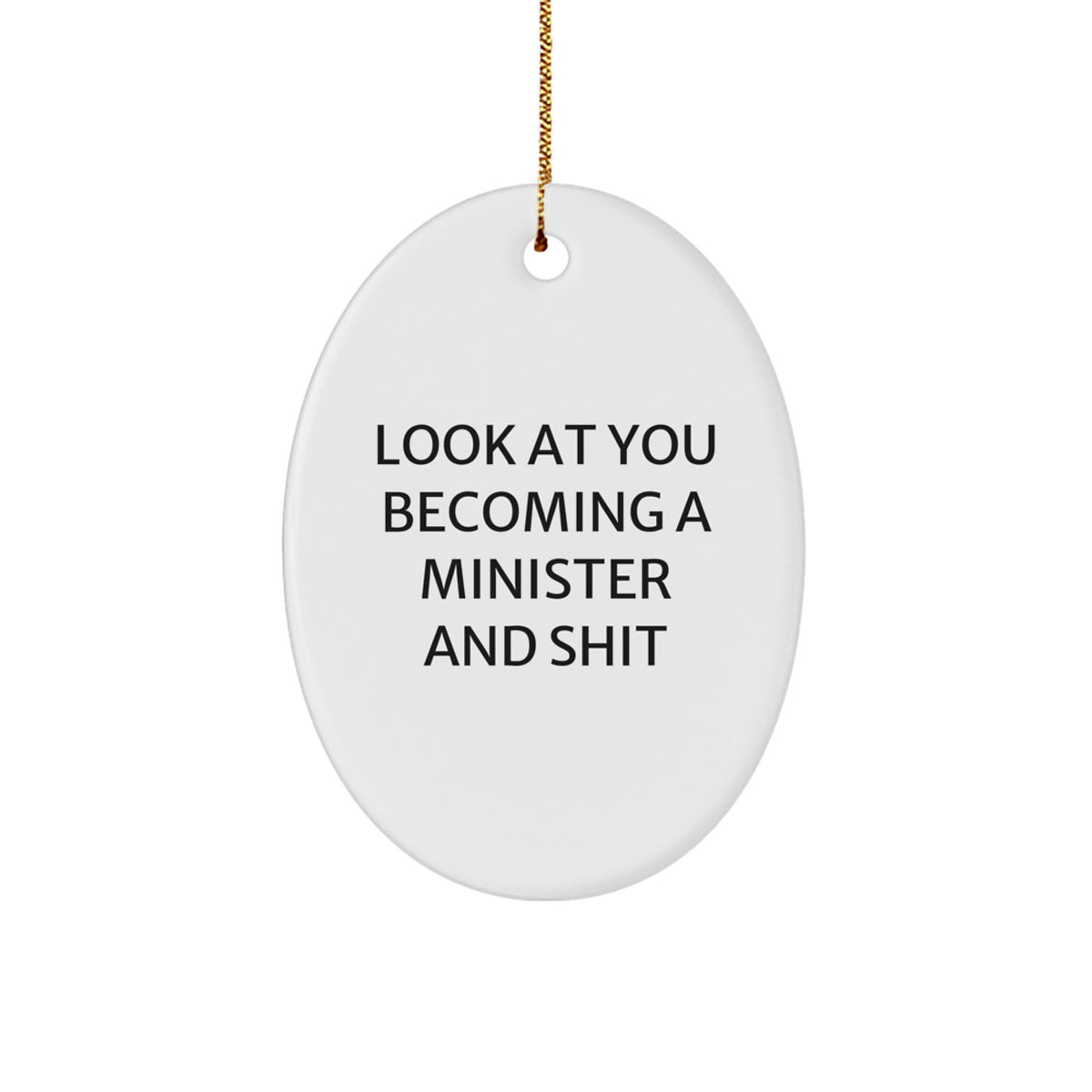 Funny Minister Gifts, Oval Ornament for Minister Friends and Family, Christmas Unique Gifts from Men to Women, Friends, Coworkers. - Image 1