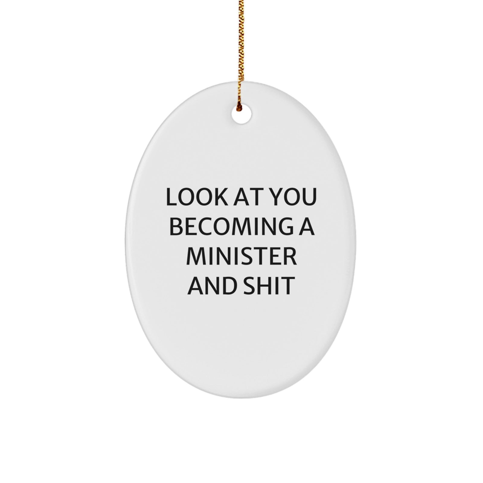 Funny Minister Gifts, Oval Ornament for Minister Friends and Family, Christmas Unique Gifts from Men to Women, Friends, Coworkers. - Image 1