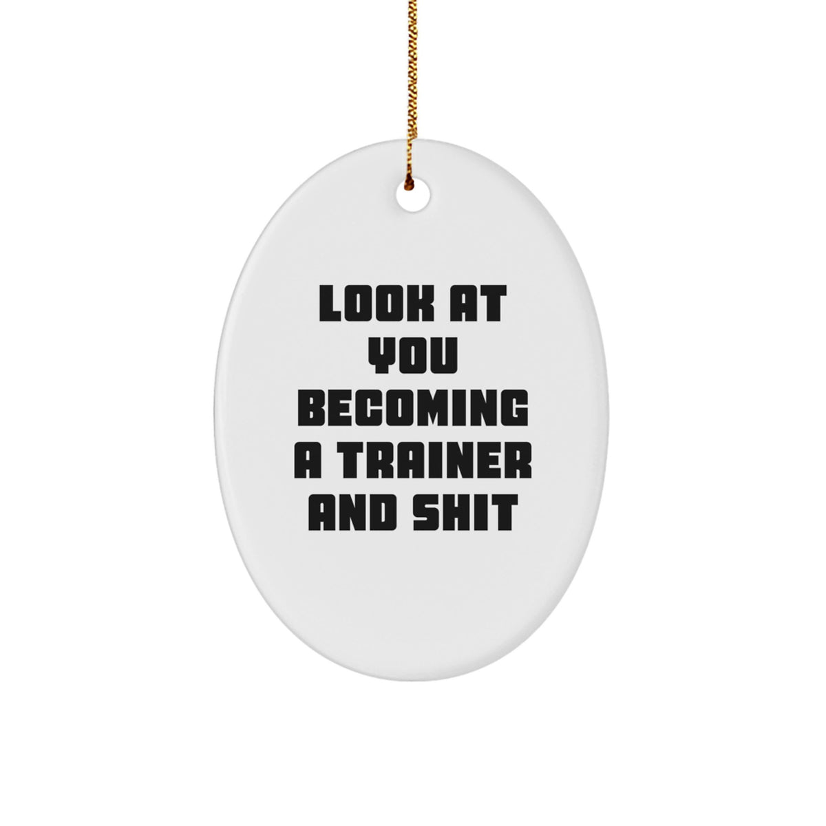 Funny Trainer Oval Ornament Gifts from Friends, Look At You Becoming A Trainer And Shit, Oval Christmas Unique Gifts for Trainer - Image 1