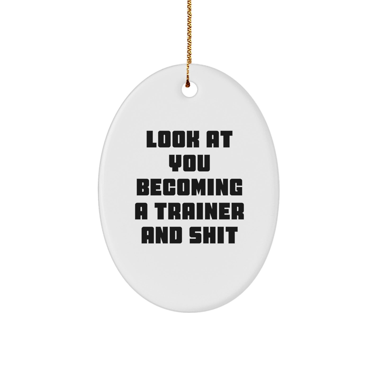 Funny Trainer Oval Ornament Gifts from Friends, Look At You Becoming A Trainer And Shit, Oval Christmas Unique Gifts for Trainer - Image 1