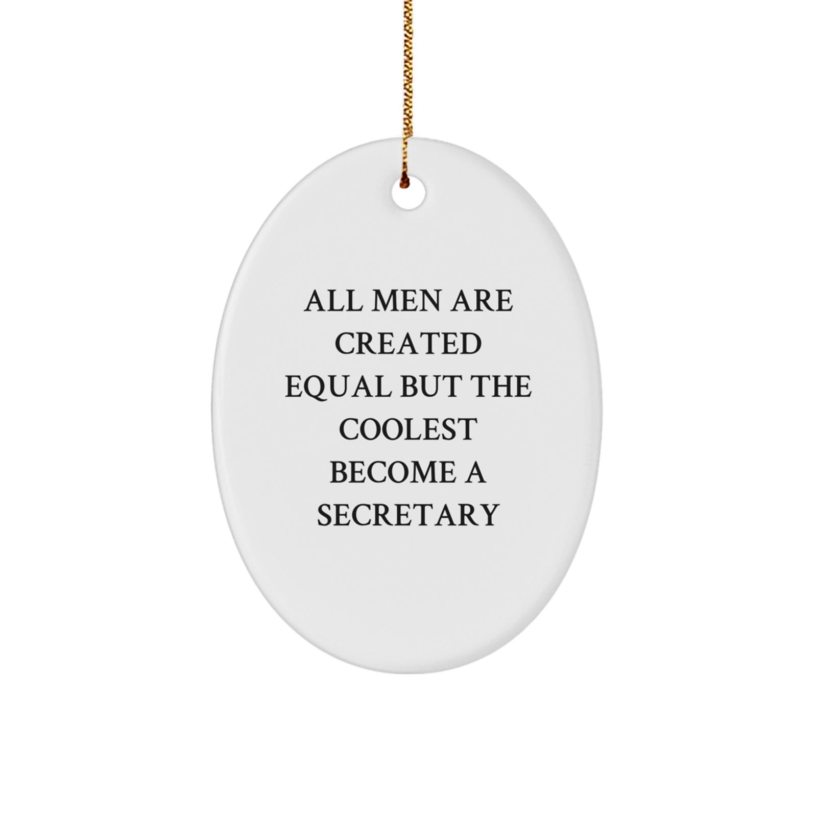 Funny Secretary Gifts from Men, Oval Ornament, All Men Are Created Equal But The Coolest Become A Secretary, Perfect for Christmas Unique Gifts - Image 1