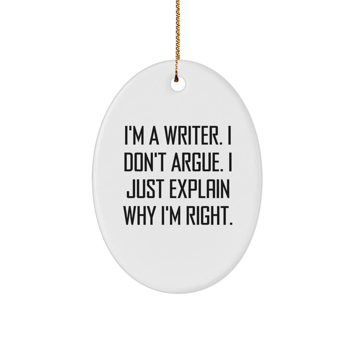 Writer Oval Ornament for Teens Memento Creative Christmas Gift - Image 1