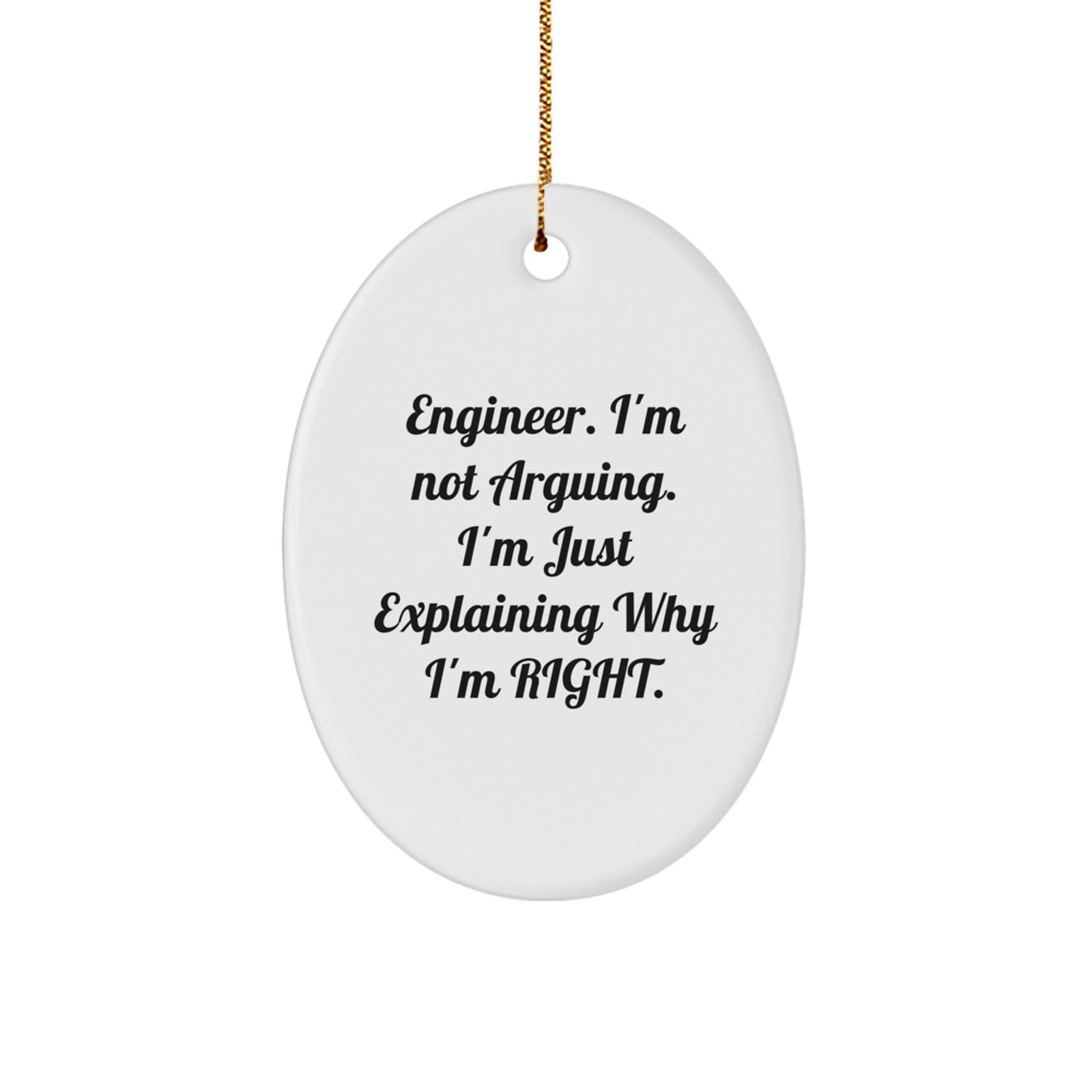 Funny Engineer Oval Ornament, Gifts from Friends, Family, or Coworkers to the Engineer in Your Life - Christmas Unique Gifts for Engineer Men - Image 1