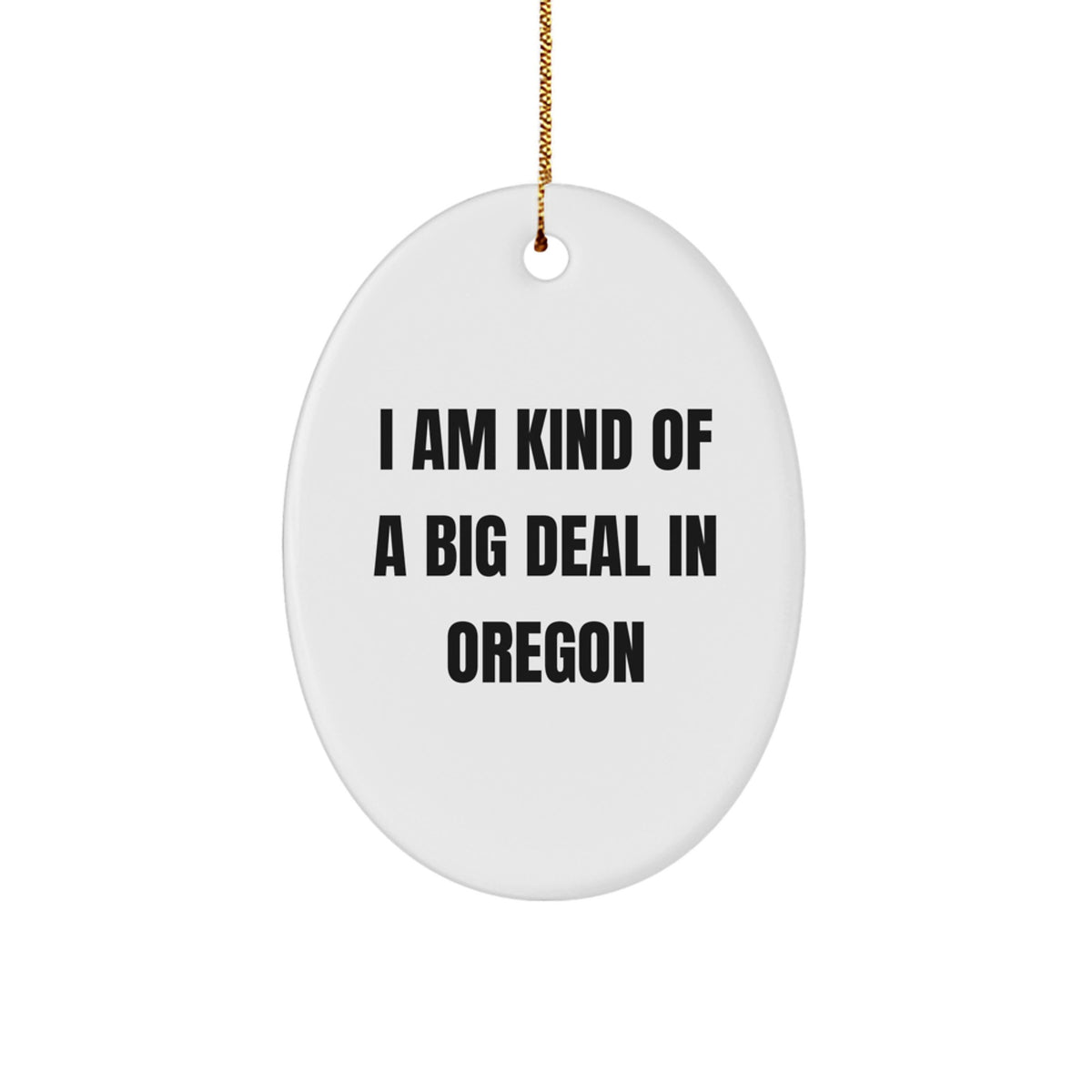 Funny Oregon Oval Ornaments Gifts from Friends and Family for Oregon Men and Women - Unique Christmas Decorations with Gold Cord - Image 1