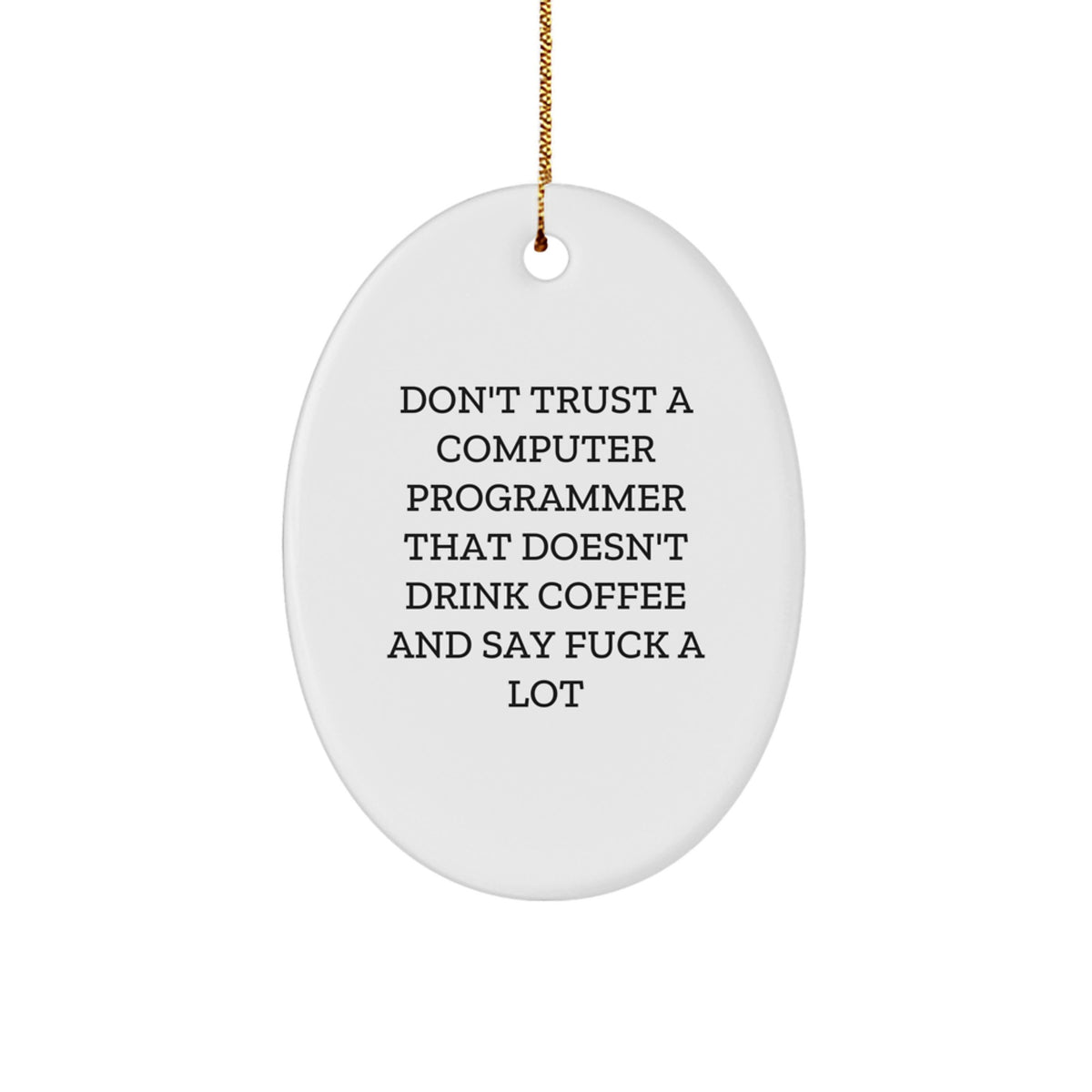 Funny Computer Programmer Oval Ornament Gifts for Men - Christmas Unique Presents from Friends or Family with Don't Trust A Computer Programmer Quote - Image 1