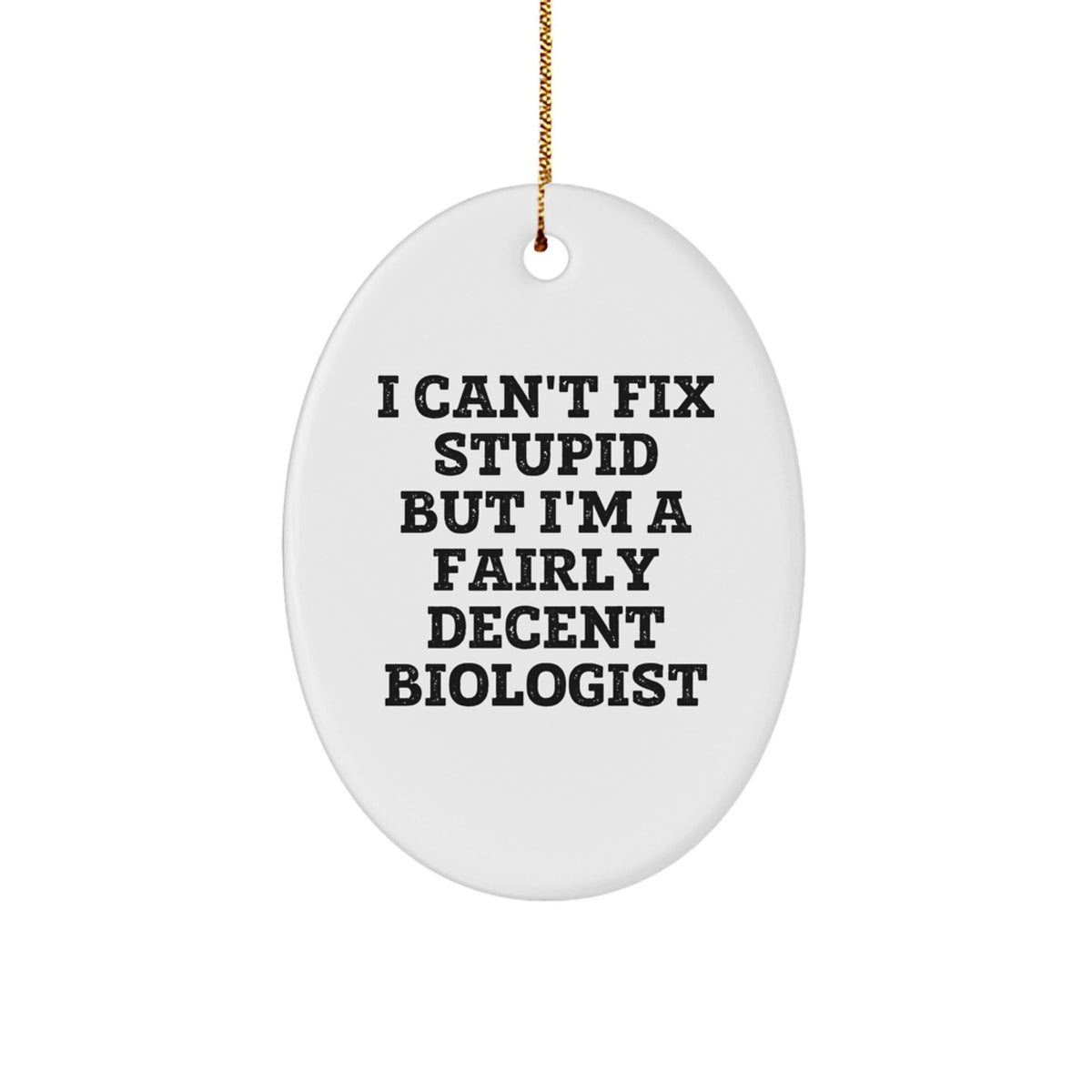 Biologist Oval Ornament Funny Quote Gifts from Men for Women, Christmas Unique Presents for Biologist Friends and Family, Oval Ornament I'm A Fairly Decent Biologist - Image 1
