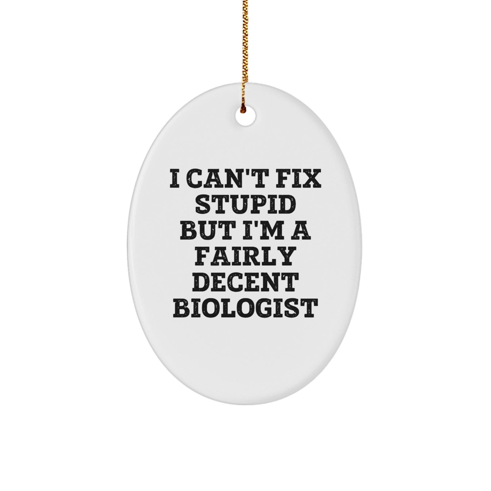 Biologist Oval Ornament Funny Quote Gifts from Men for Women, Christmas Unique Presents for Biologist Friends and Family, Oval Ornament I'm A Fairly Decent Biologist - Image 1