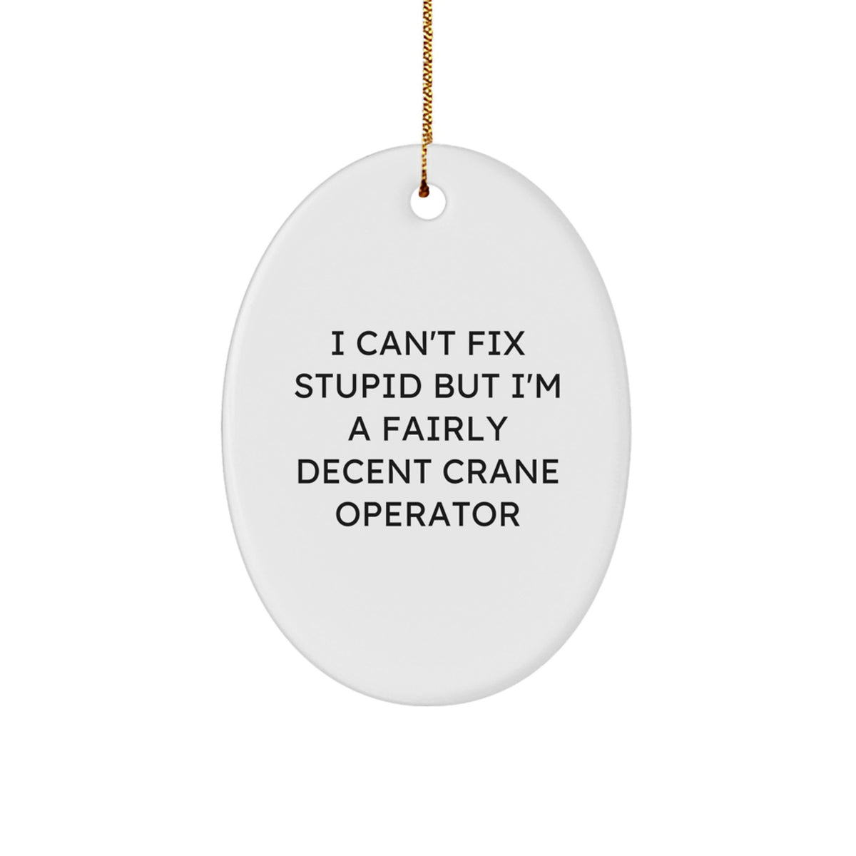 Funny Crane Operator Gifts from Family for Men - Oval Ornament, I'm A Fairly Decent Crane Operator - Image 1