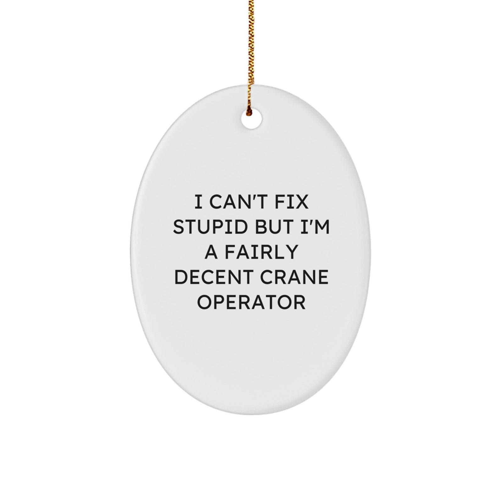 Funny Crane Operator Gifts from Family for Men - Oval Ornament, I'm A Fairly Decent Crane Operator - Image 1