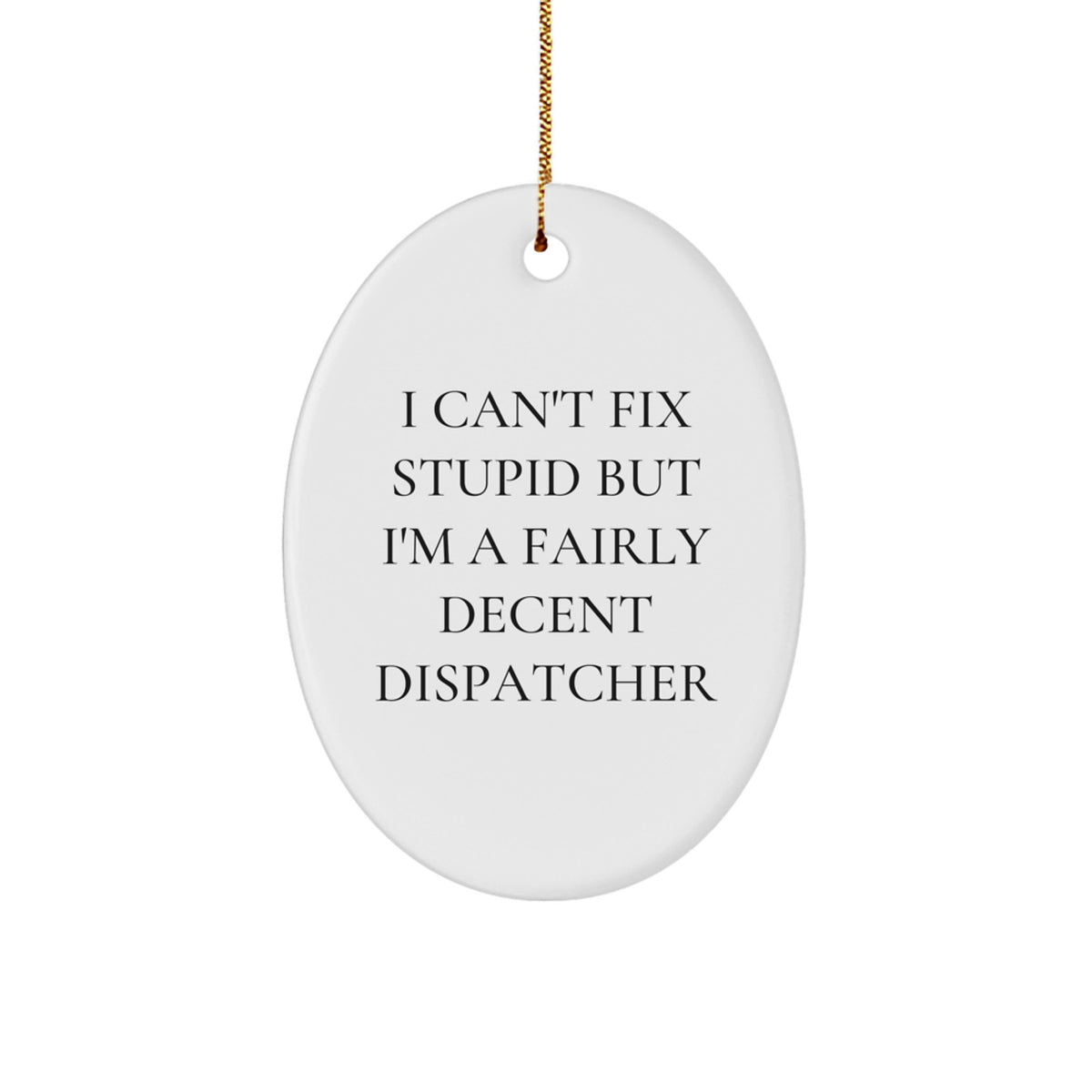 Funny Dispatcher Gifts from Men to Coworkers - Oval Ornament I 'Can't Fix Stupid' Christmas Unique Decor - Image 1