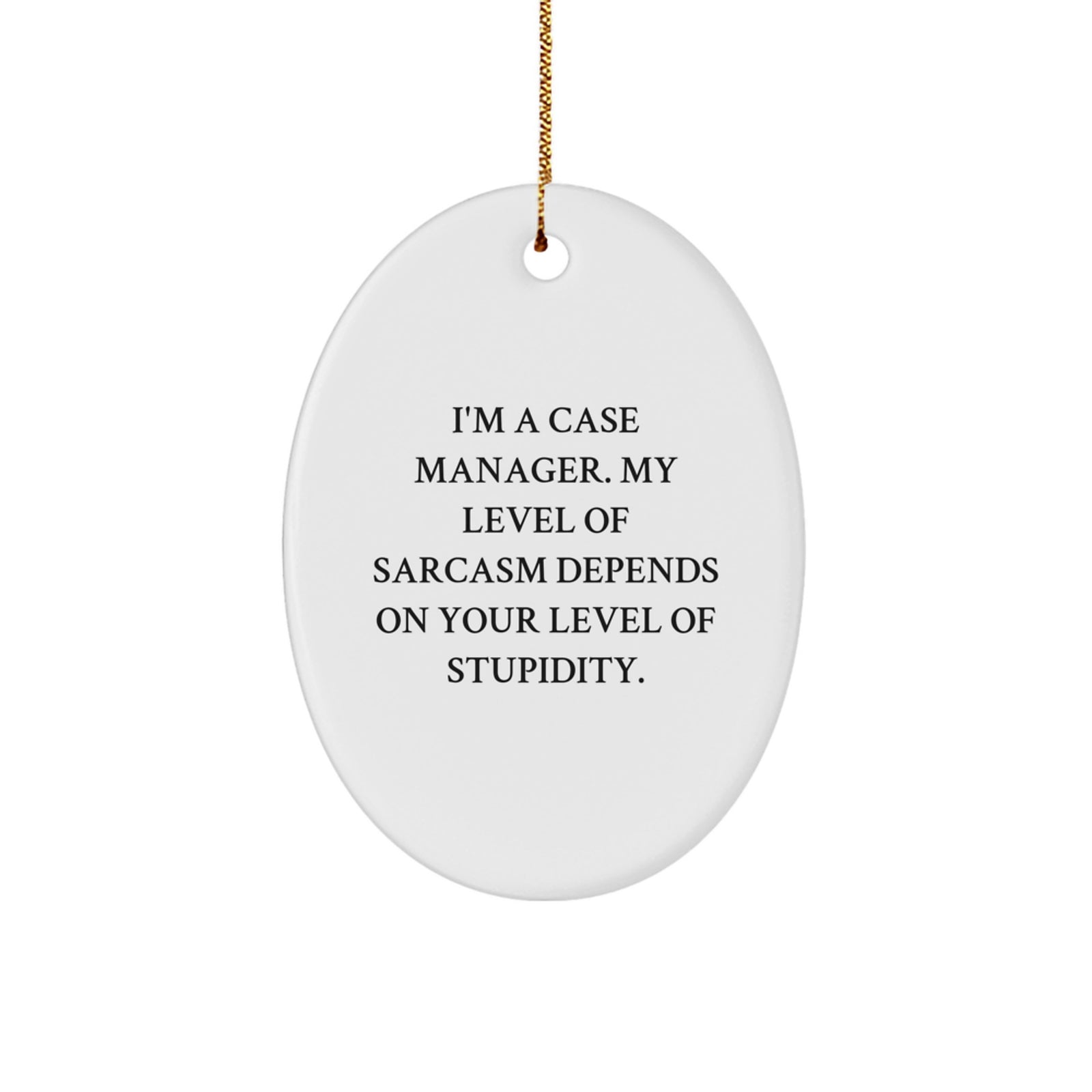 Funny Case Manager Gifts for Coworkers - Oval Ornament with 'Sarcastic' Quote, Christmas Unique Gifts from Friends to Family - Image 1