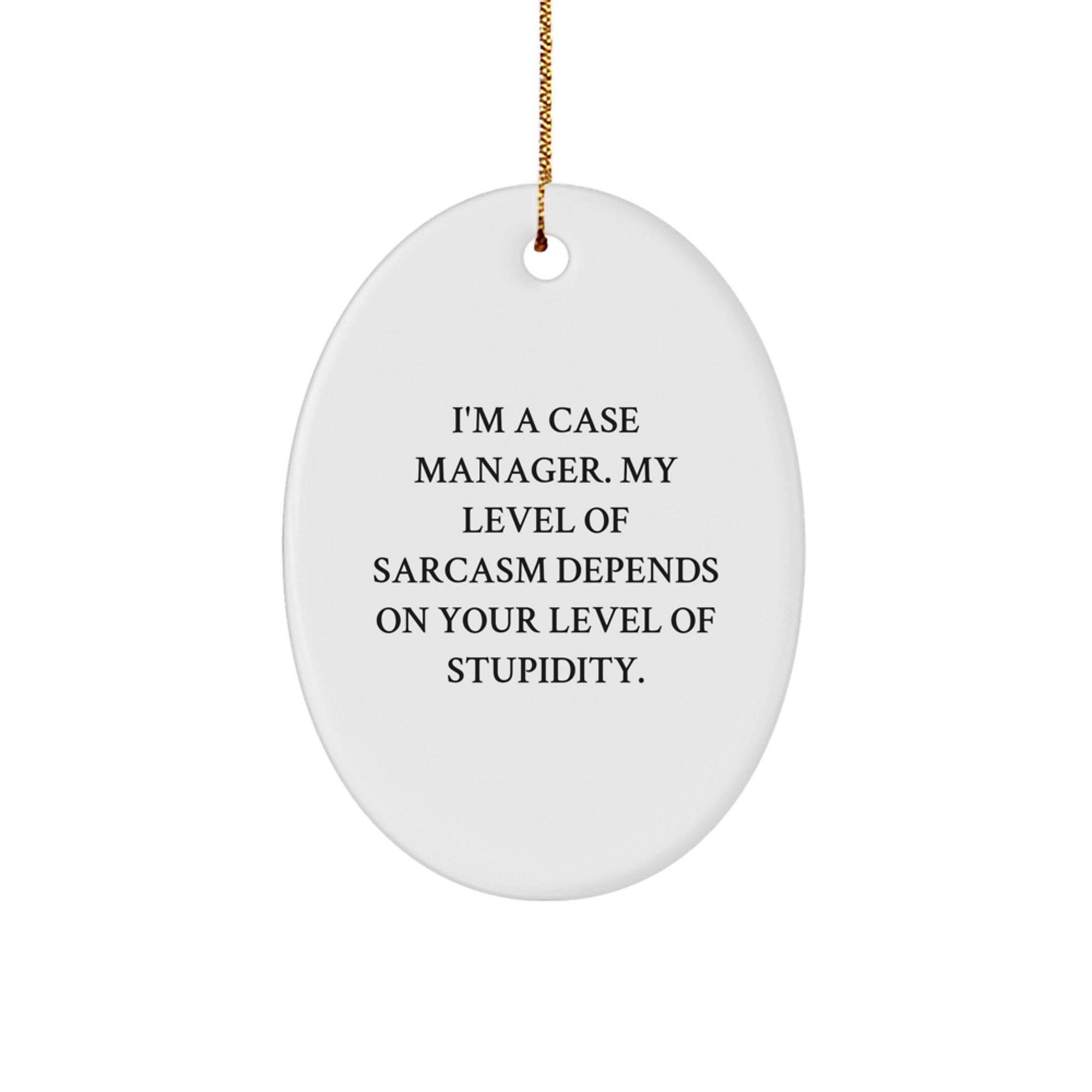 Funny Case Manager Gifts for Coworkers - Oval Ornament with 'Sarcastic' Quote, Christmas Unique Gifts from Friends to Family - Image 1