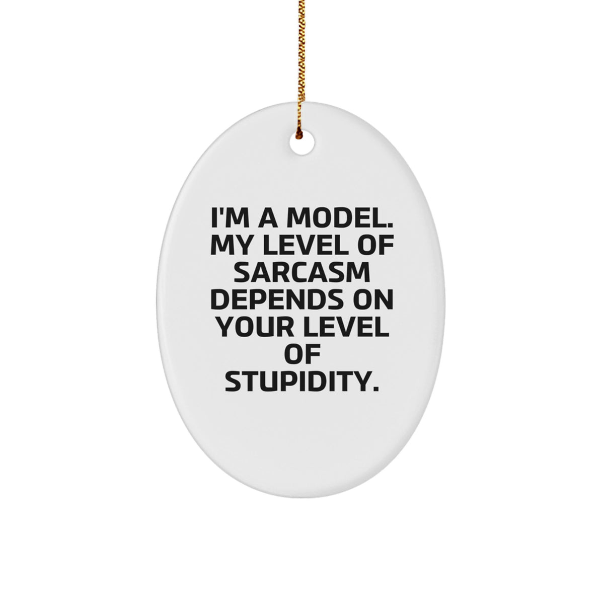 Funny Model Gifts from Friends, Oval Ornament for Women or Men with I'm A Model Sarcasm Quote, Christmas Unique Decorations - Image 1