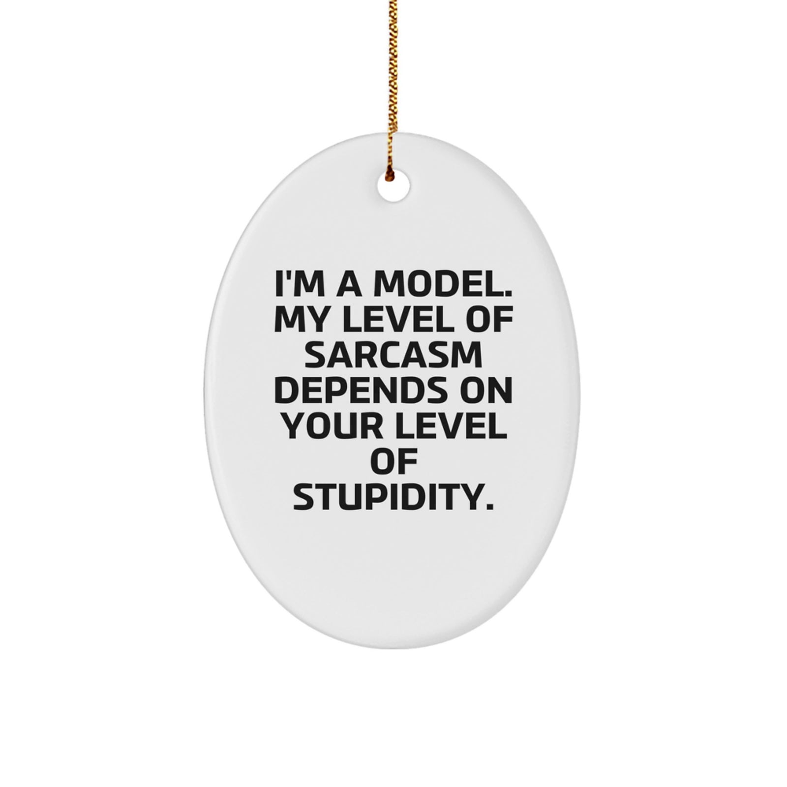 Funny Model Gifts from Friends, Oval Ornament for Women or Men with I'm A Model Sarcasm Quote, Christmas Unique Decorations - Image 1