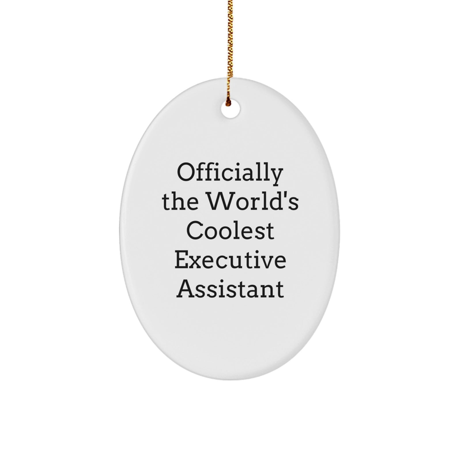 Gifts from Friends for Executive Assistant - 'Officially The World's Coolest' Oval Ornament for Christmas - Image 1