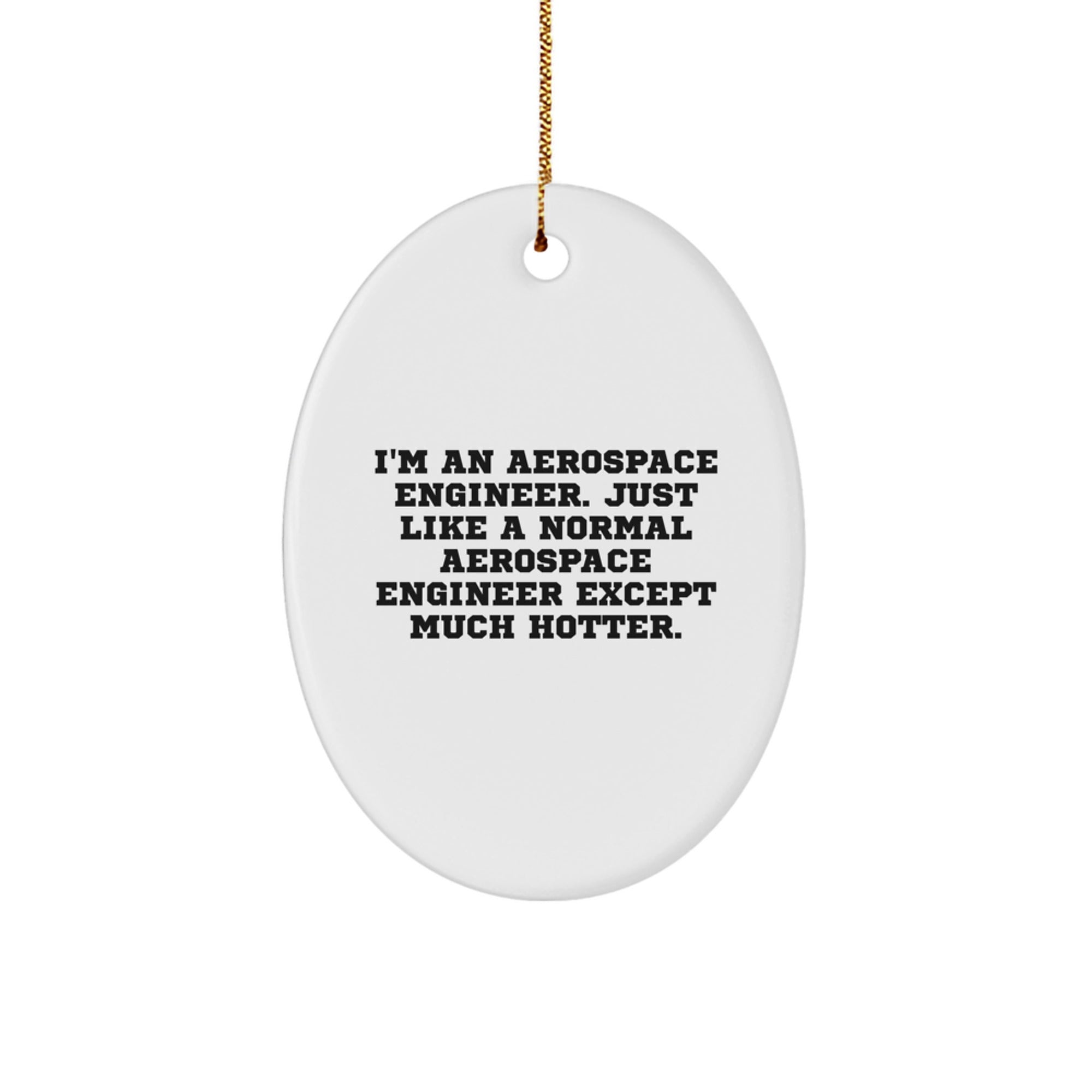 Aerospace Engineer Oval Ornament, Funny Quote Gift for Him, Christmas Unique Gifts from Friends or Coworkers, 'I'm An Aerospace Engineer. Just Like A Normal Aerospace Engineer Except Much Hotter.' - Image 1