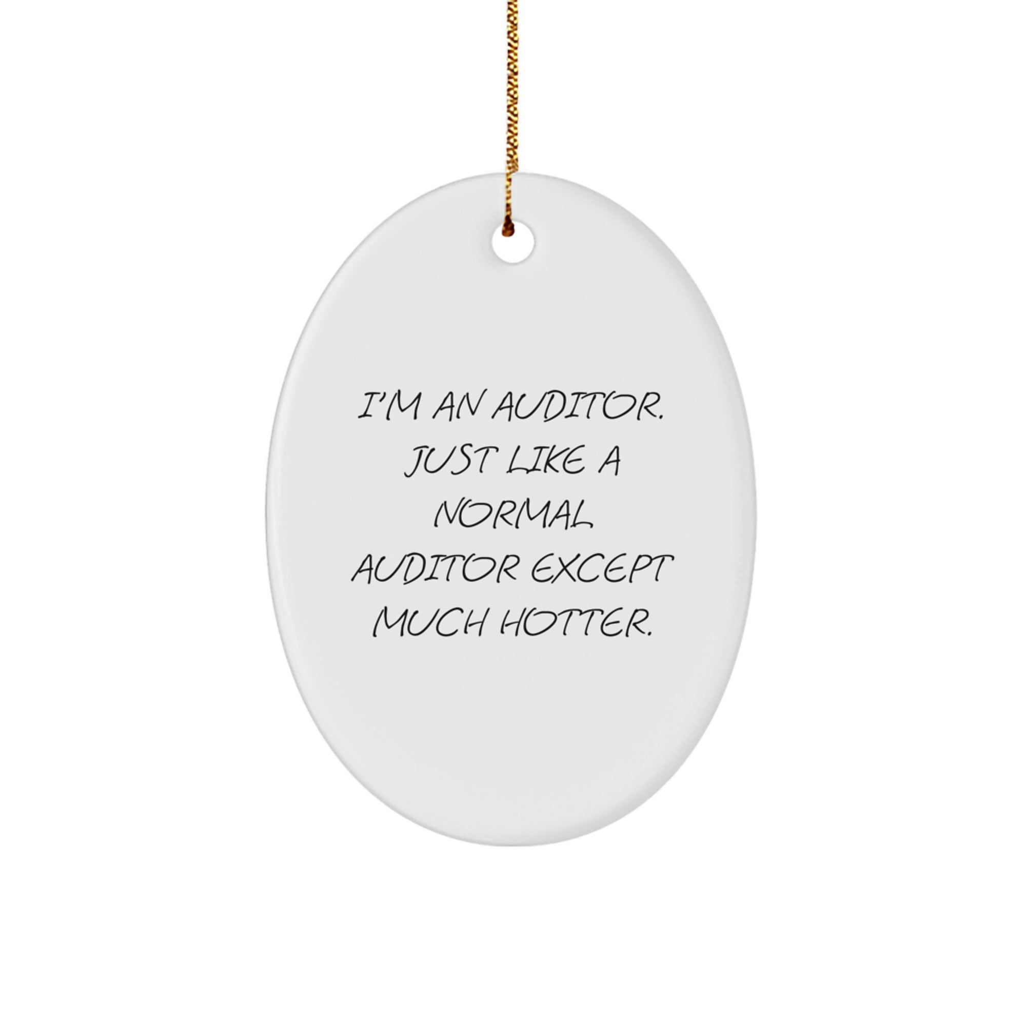 Funny Auditor Gifts, Oval Ornament for Auditors, 'I'm An Auditor. Just Like A Normal Auditor Except Much Hotter.' Christmas Unique Gifts from Friends to Family - Image 1