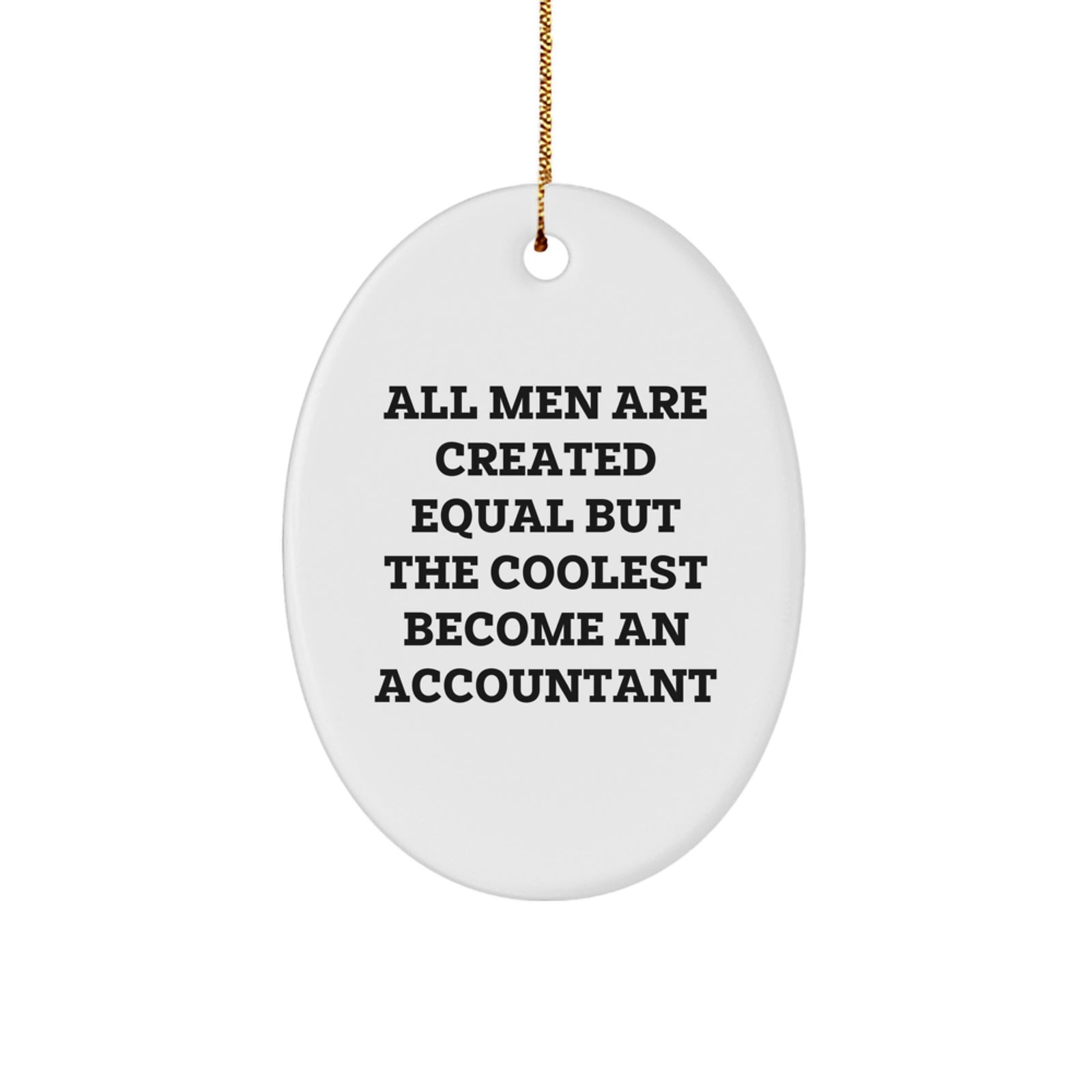 Funny Accountant Gifts for Men - Oval Ornament from Friends - Christmas Unique Presents for Accountants - 'All Men Are Created Equal But The Coolest Become An Accountant' - Image 1