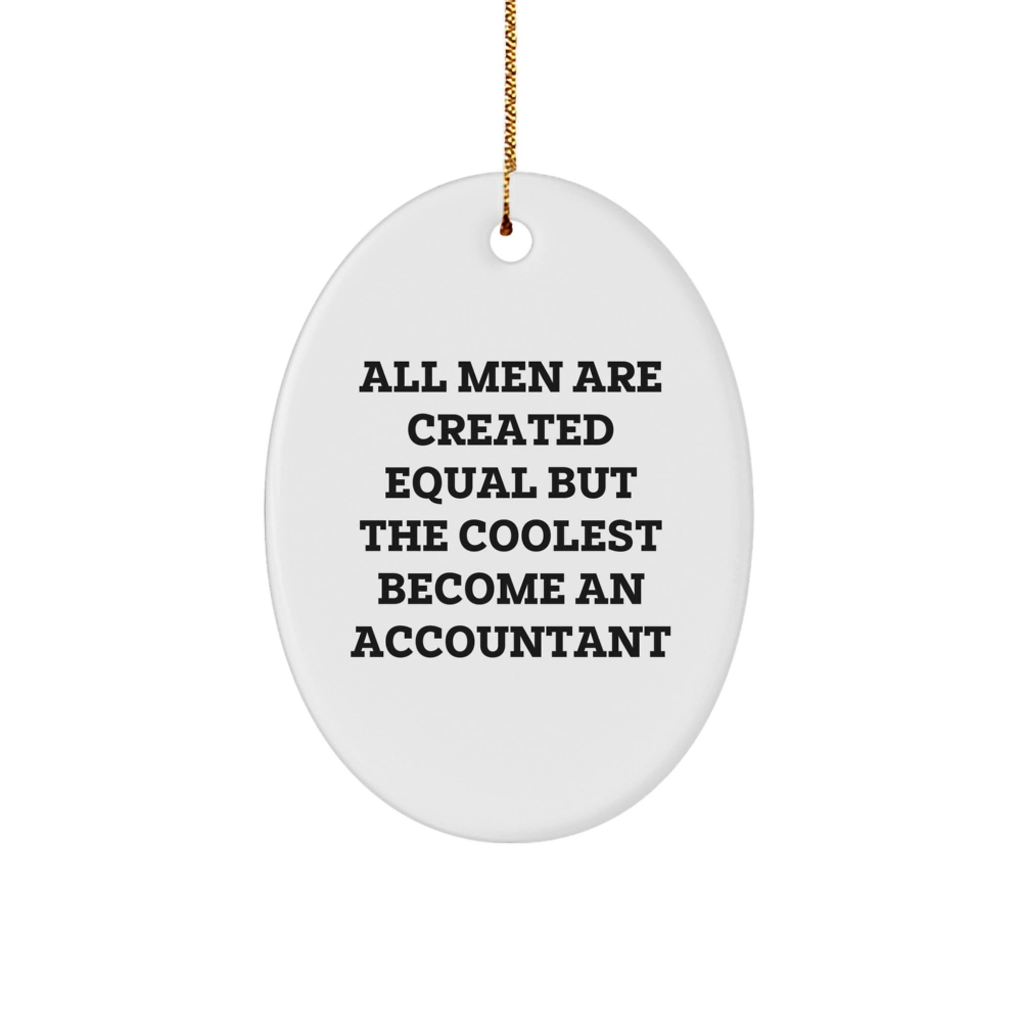 Funny Accountant Gifts for Men - Oval Ornament from Friends - Christmas Unique Presents for Accountants - 'All Men Are Created Equal But The Coolest Become An Accountant' - Image 1