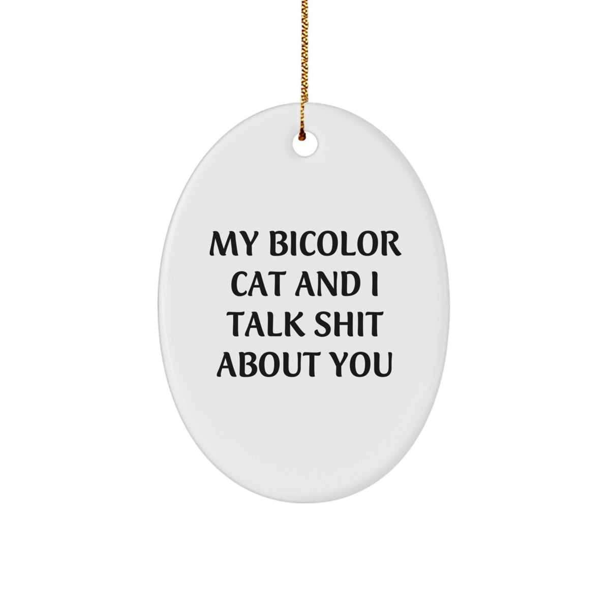 Funny Bicolor Cat Gifts from Friends for Bicolor Cat Lovers, Oval Ornament Christmas Unique - Image 1