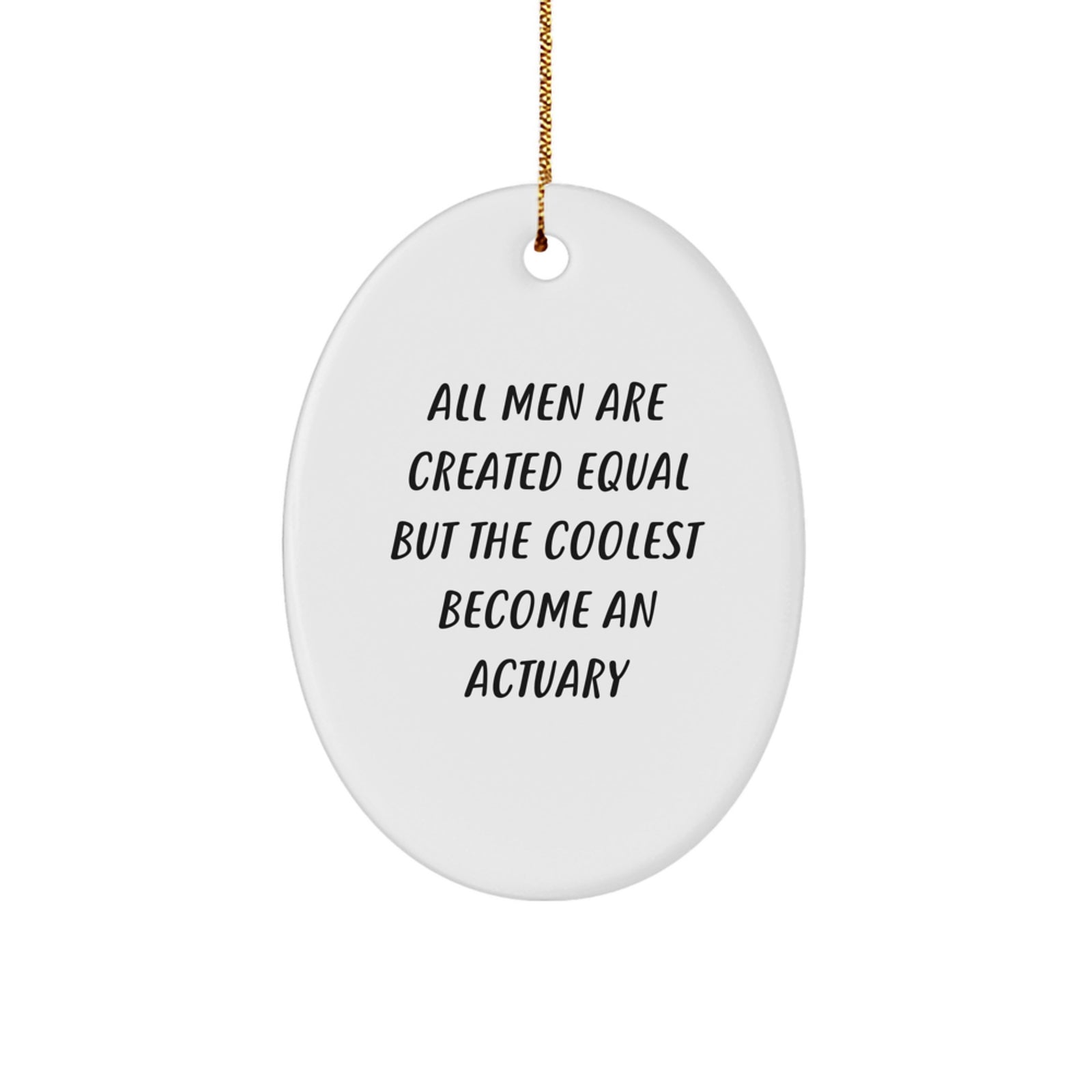 Funny Actuary Gifts for Men - Oval Ornament with Quote 'All Men Are Created Equal But The Coolest Become An Actuary' - Gifts from Men for Actuary Friends - Christmas Unique Gifts - Image 1