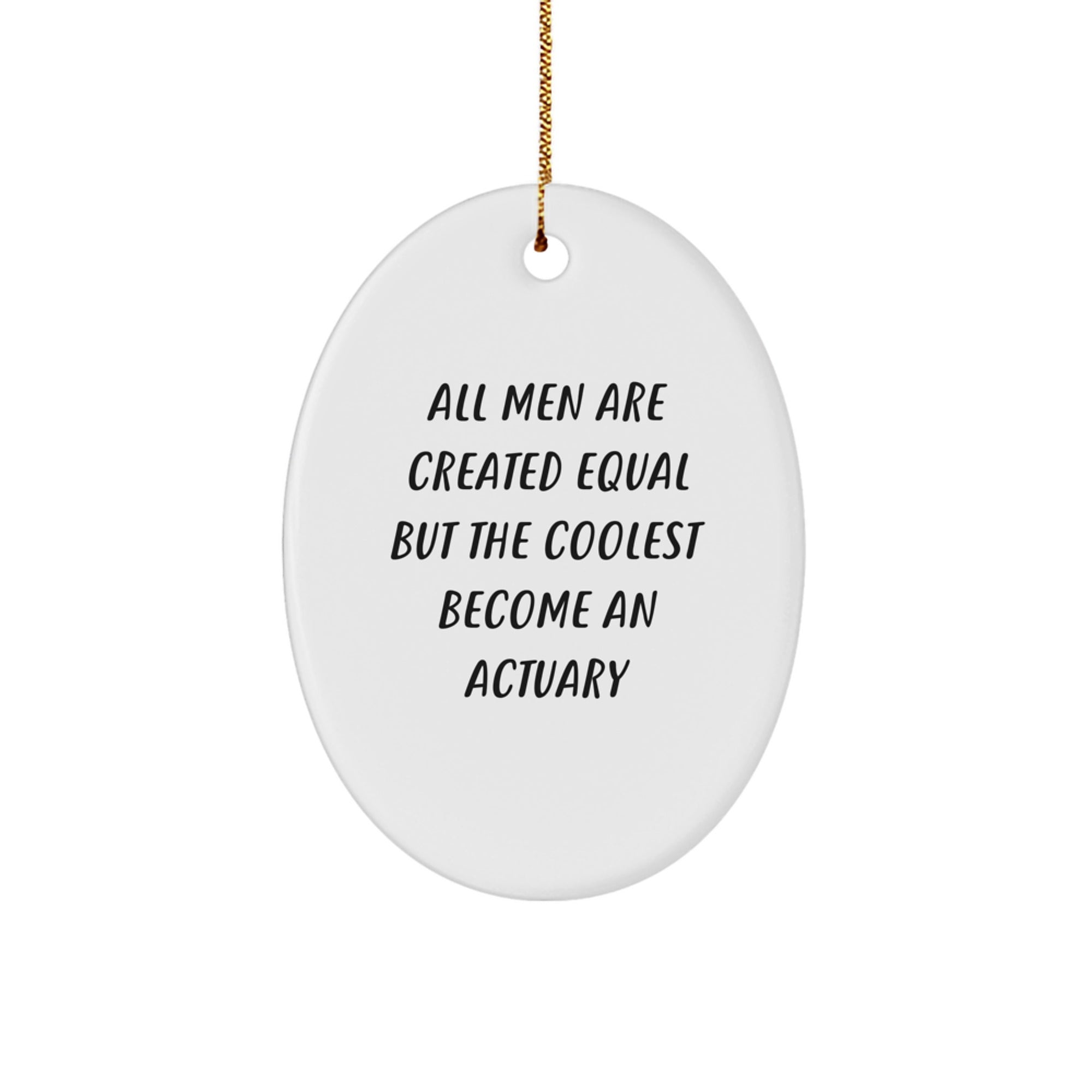 Funny Actuary Gifts for Men - Oval Ornament with Quote 'All Men Are Created Equal But The Coolest Become An Actuary' - Gifts from Men for Actuary Friends - Christmas Unique Gifts - Image 1