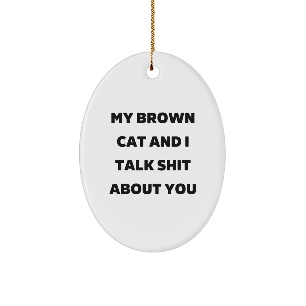 Funny Brown Cat Oval Ornament Gifts from Family Members for Brown Cat Lovers Christmas Unique Decorations - Image 1