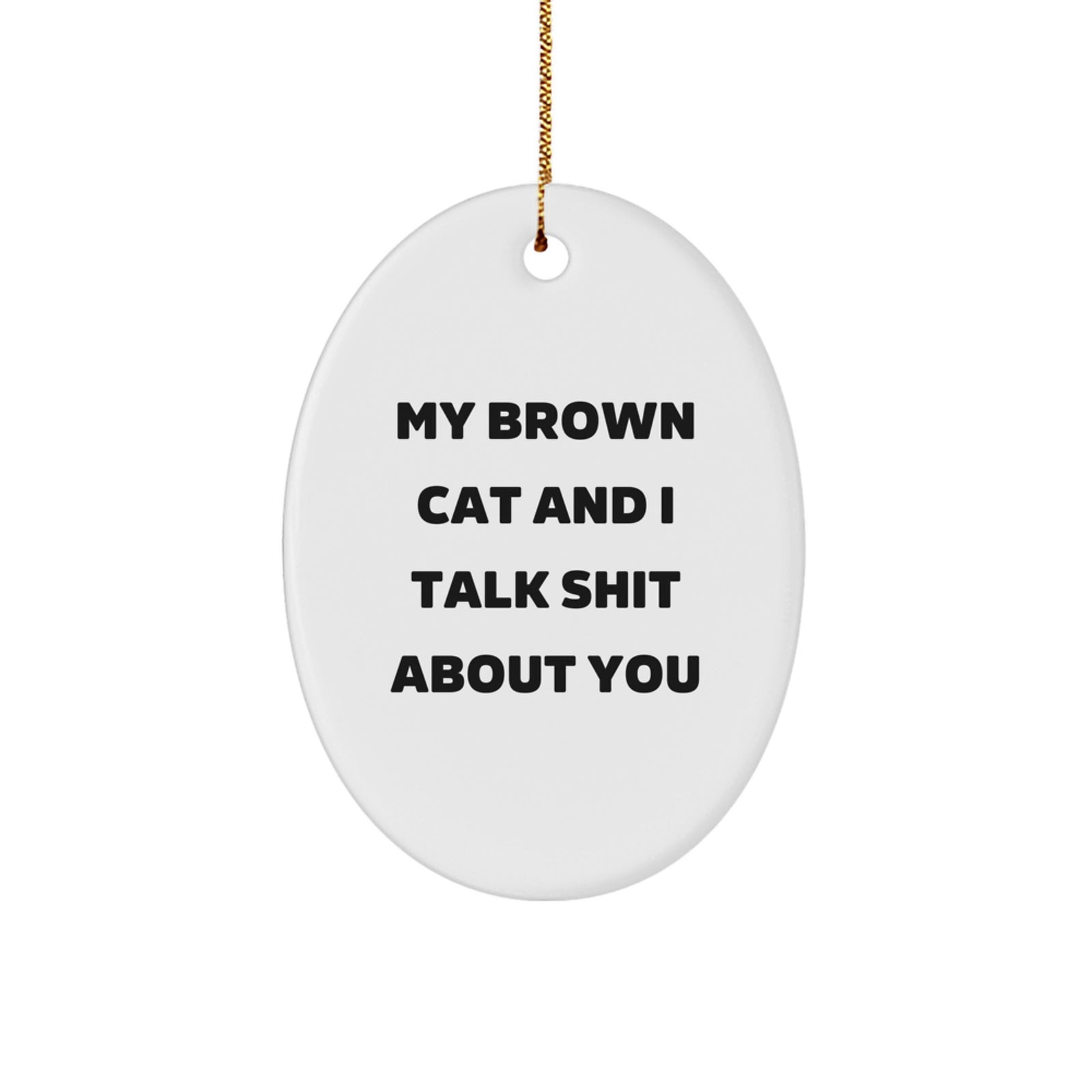 Funny Brown Cat Oval Ornament Gifts from Family Members for Brown Cat Lovers Christmas Unique Decorations - Image 1