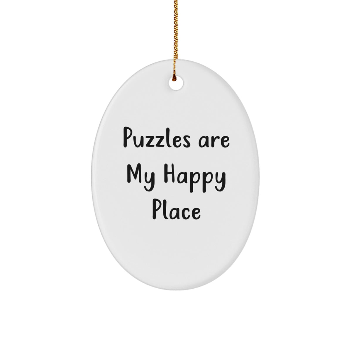 Puzzles Lover Gifts from Friends Christmas Unique Ornaments, Oval Ornament, 'Puzzles Are My Happy Place' for Puzzle Enthusiast, Puzzle Lover, Gift for Puzzle Fan, Christmas Unique Gifts - Image 1