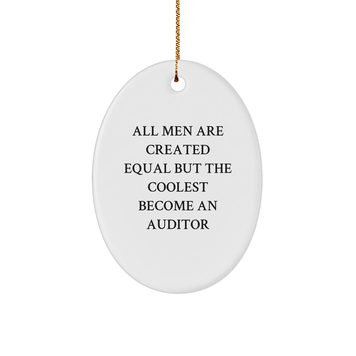Funny Auditor Gifts for Men Oval Ornament, 'All Men Are Created Equal But The Coolest Become An Auditor' Christmas Unique Gifts from Friends - Image 1