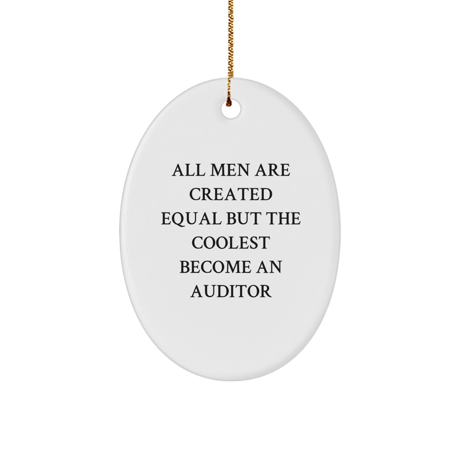 Funny Auditor Gifts for Men Oval Ornament, 'All Men Are Created Equal But The Coolest Become An Auditor' Christmas Unique Gifts from Friends - Image 1