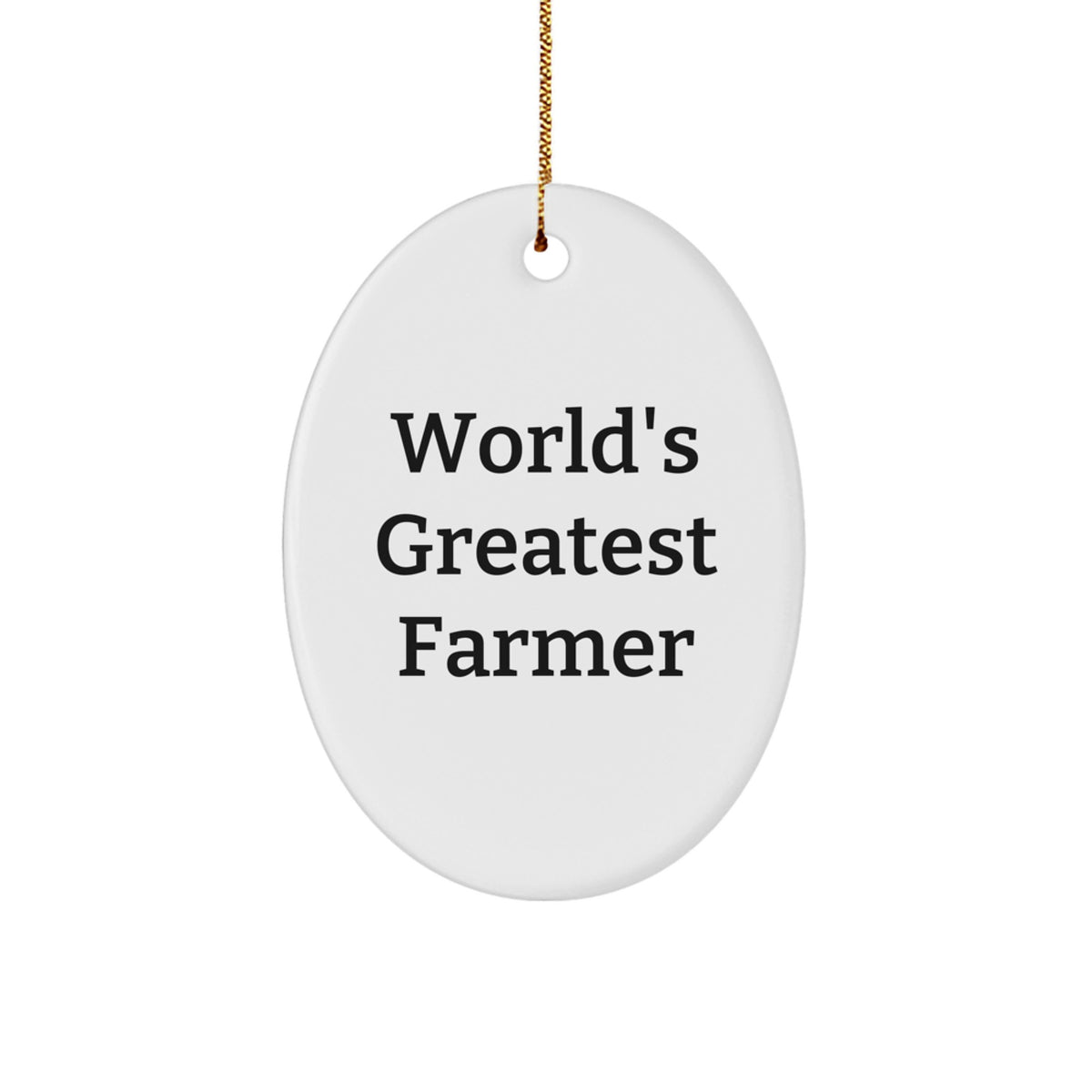Funny Farmer Gifts for Men, 'World's Greatest Farmer' Oval Ornament, White, Christmas Unique Decorations - Image 1