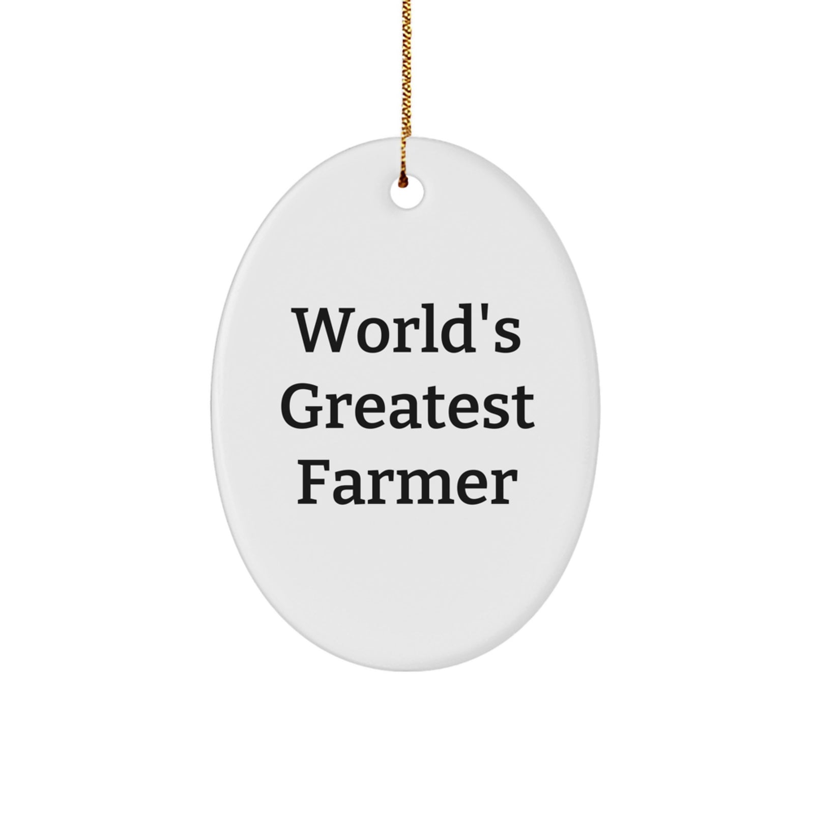 Funny Farmer Gifts for Men, 'World's Greatest Farmer' Oval Ornament, White, Christmas Unique Decorations - Image 1