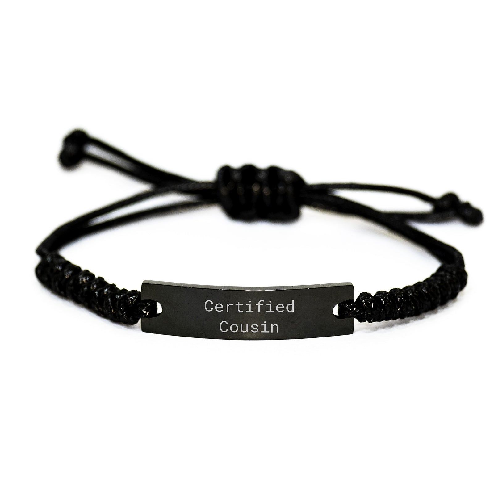 Funny Cousin Gifts, Adjustable Rope Bracelet with Inspirational Quote 'Certified Cousin', Gifts from Men to Cousin, Gifts for Birthday, Cousin Birthday Rope Jewelry - Image 1
