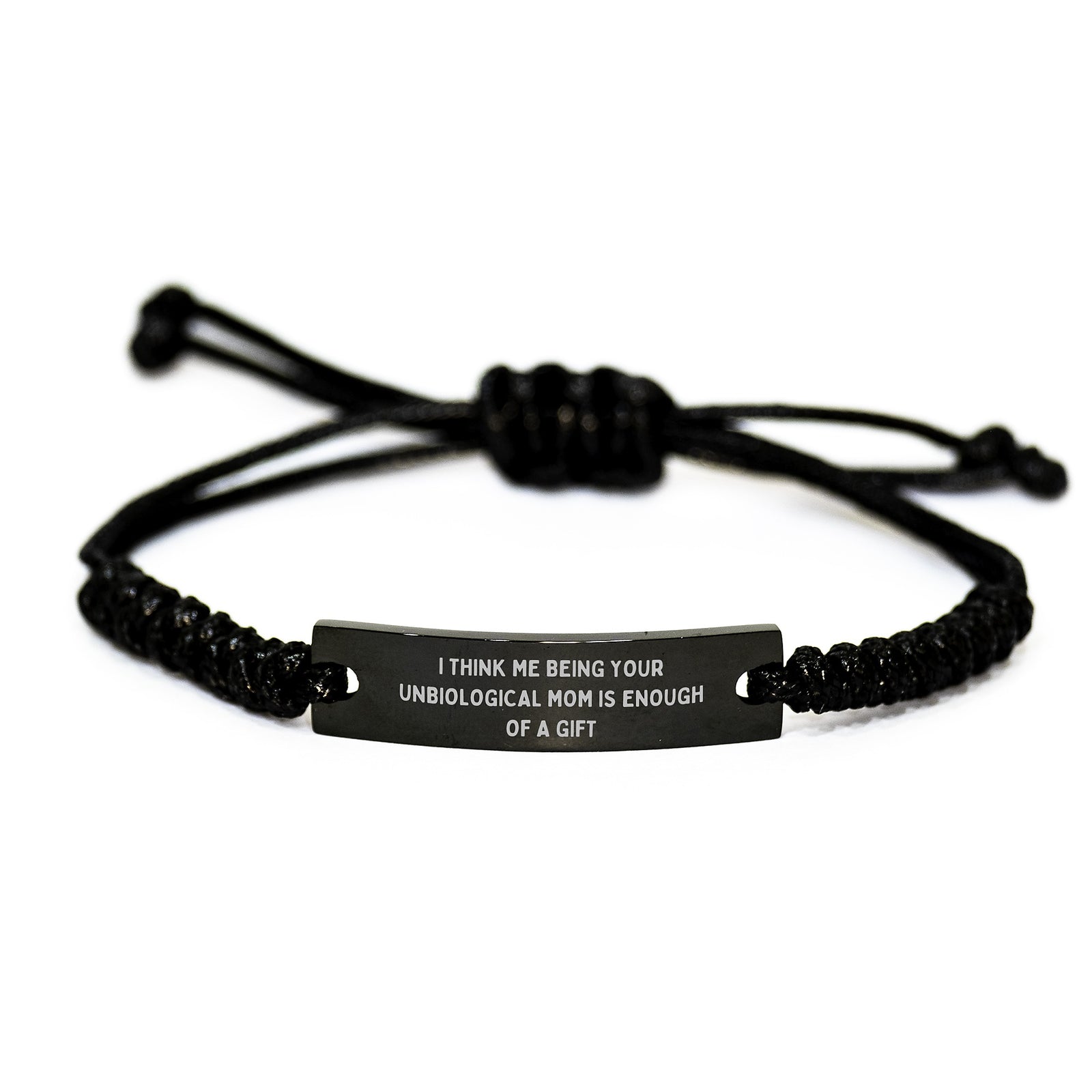 Unbiological Mom Rope Bracelet Gift from Mom to Unbiological Mom - Inspirational Quote, Adjustable Graduation Unique Gifts - Image 1