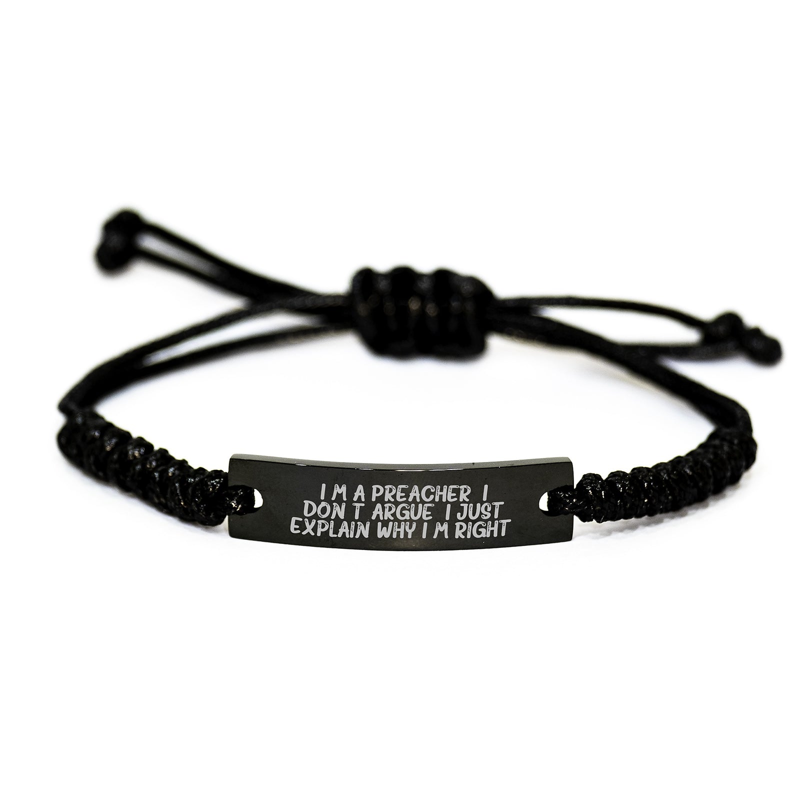 Birthday Gift Preacher Keepsake Rope Bracelet for Her – Black Stainless - Image 1