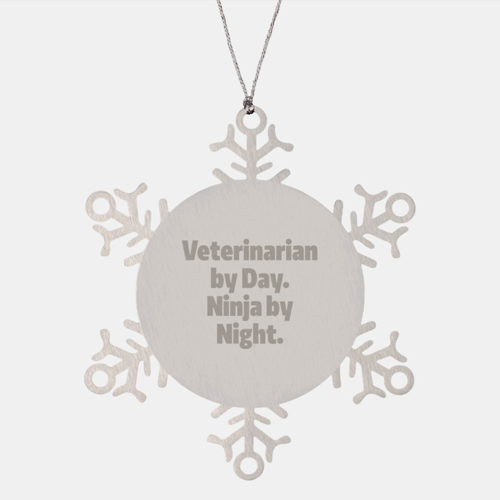 Funny Veterinarian Gifts for Men Women Friends Coworkers Family - Snowflake Ornament, 'Veterinarian By Day. Ninja By Night.' - Image 1