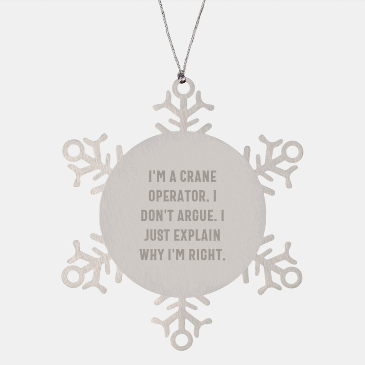 Funny Gifts from Friends for Crane Operator Men Unique Christmas Unique Snowflake Ornament - Image 1